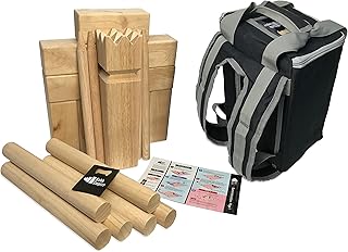 Kubb Empire Premium Size Hardwood Kubb Yard Game Set with Backpack, Instruction Card, and Bottle Opener