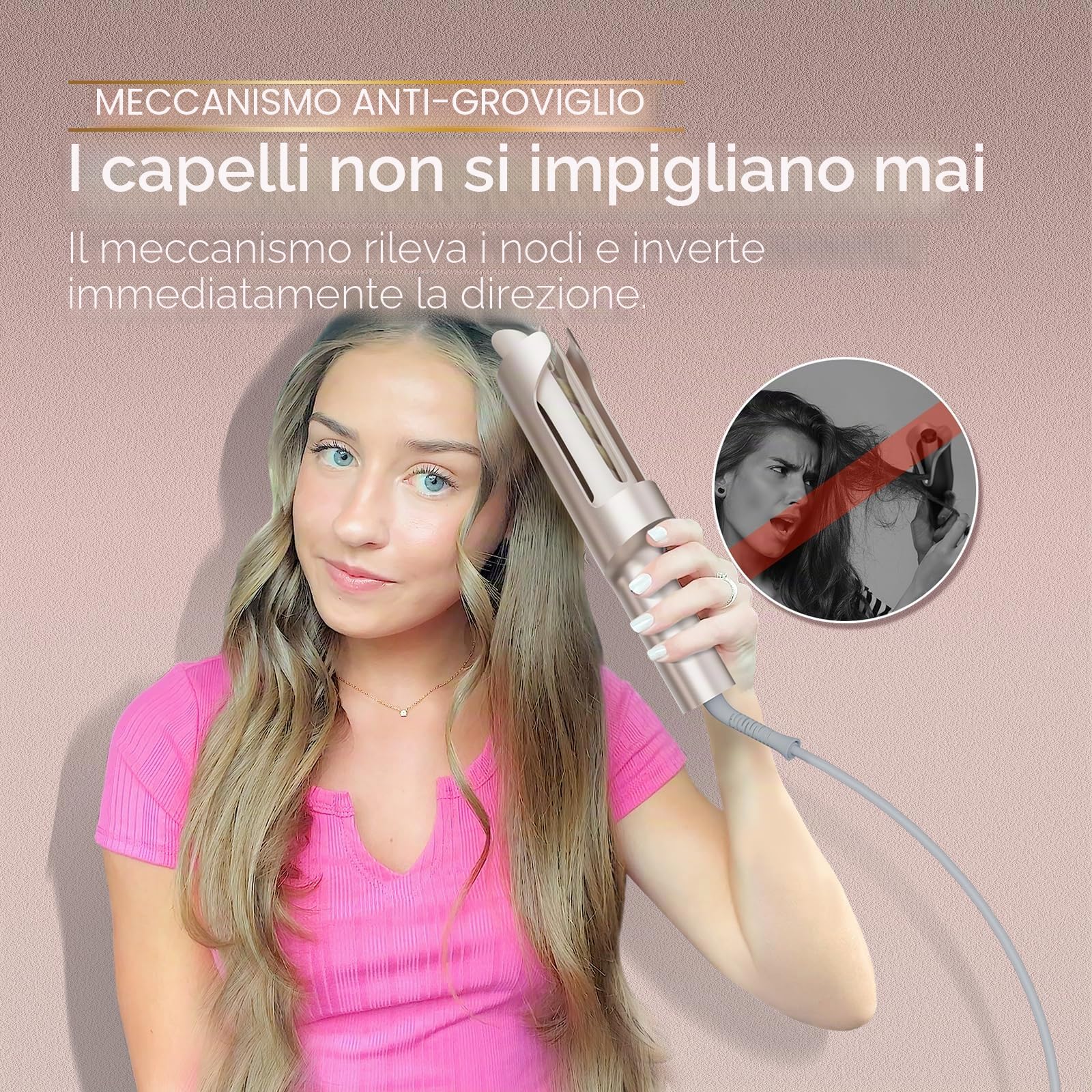 Arricciacapelli Automatico Professionale + TYMO ROVY Ferro Arricciacapelli per Onde