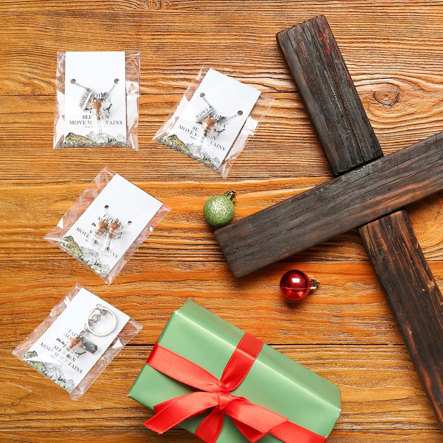 60 Set Mustard Seed Gift Includes Bulk Necklaces Earring and Key Chain with 'Faith Can Move Mountains' Cards Christian Faith DIY Gifts for Women,Without Mustard Seed(Classical) - Image 7