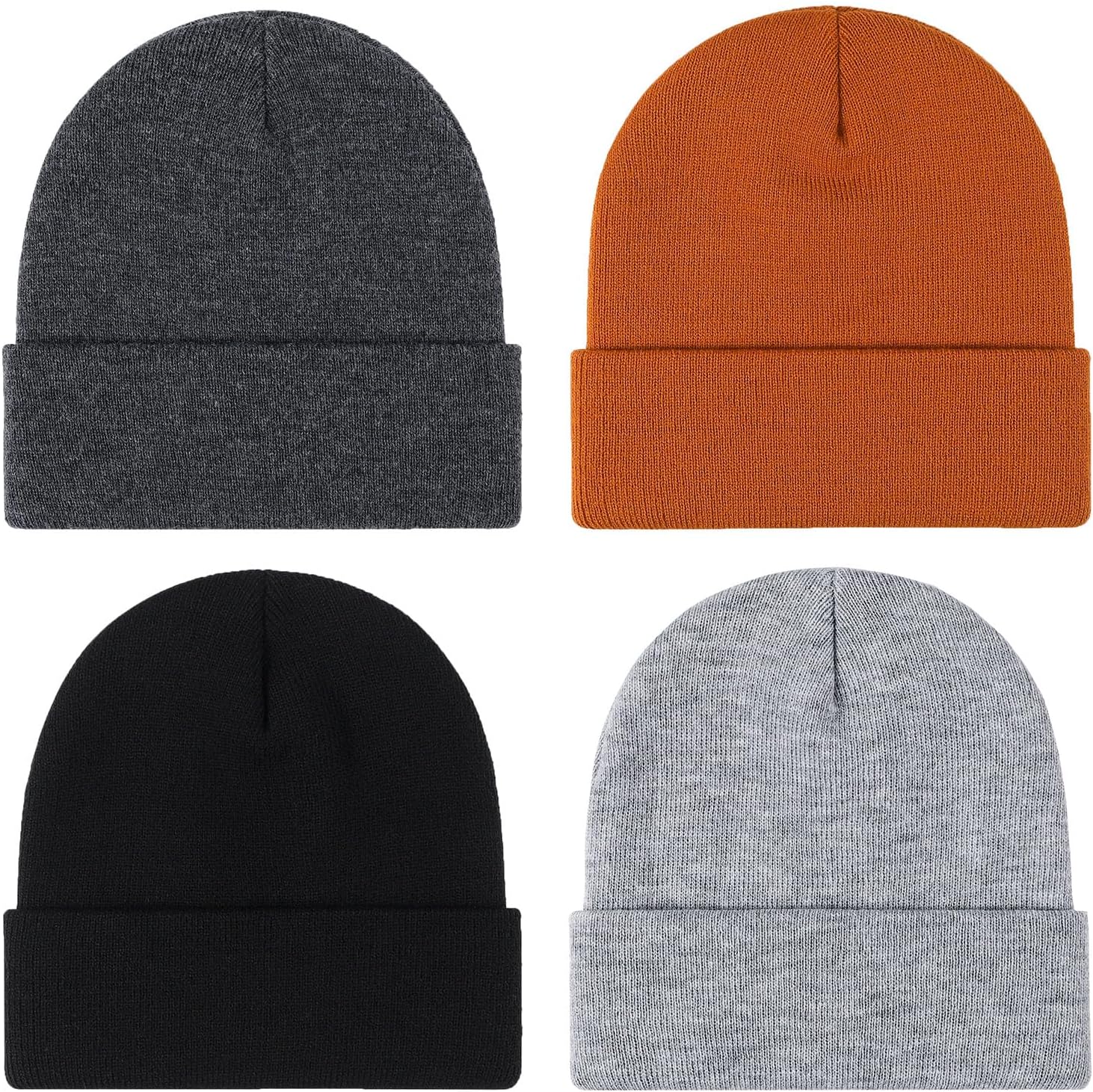 Cmonie 4Packs Beanie for Men Women Winter Cuffed Knit Hats Beanies Skull Cap