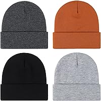 Cmonie 4 Pack Winter Beanies for Men Women - Cuffed Knit Skull Caps, Stretchy Warm Unisex Hats