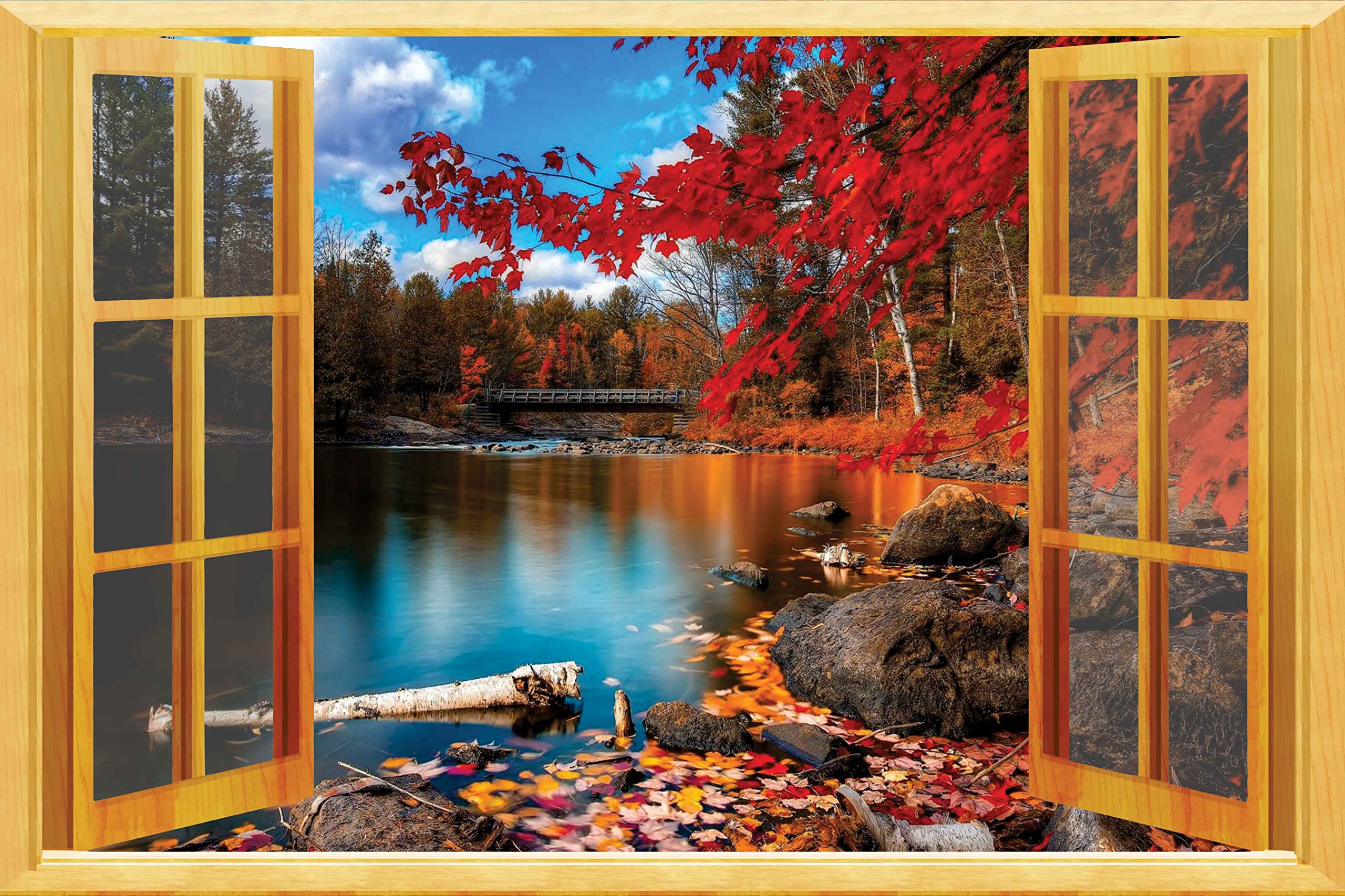 Nature Scenery 3D Wall Window Home Decor, Living Room, Bedroom, Play Room(Self Adhesive Vinyl) 60X90CM (B09XQ73TX5) Amazon Price History, Amazon Price Tracker