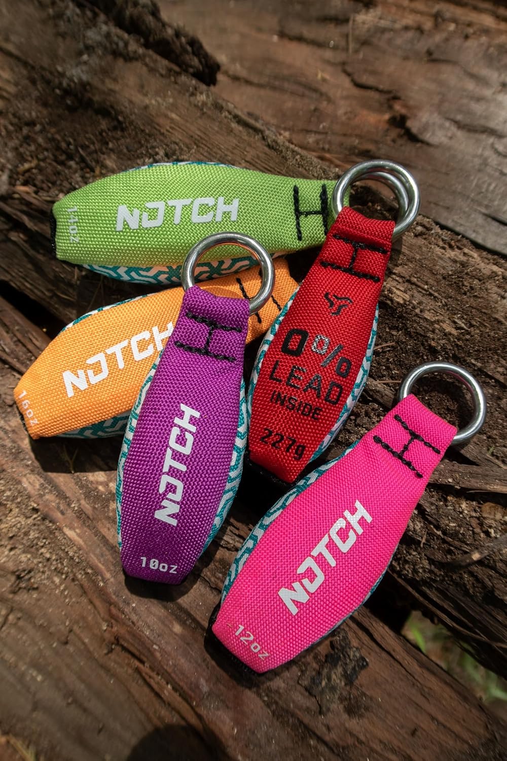 Notch Zero Throw Weight Lead Free with Stainless Steel Weights for Line Setting, Extra-Stitched 1000 Denier Nylon Cordura, Hi-Viz Color Pattern, Welded Ring (NTW2)