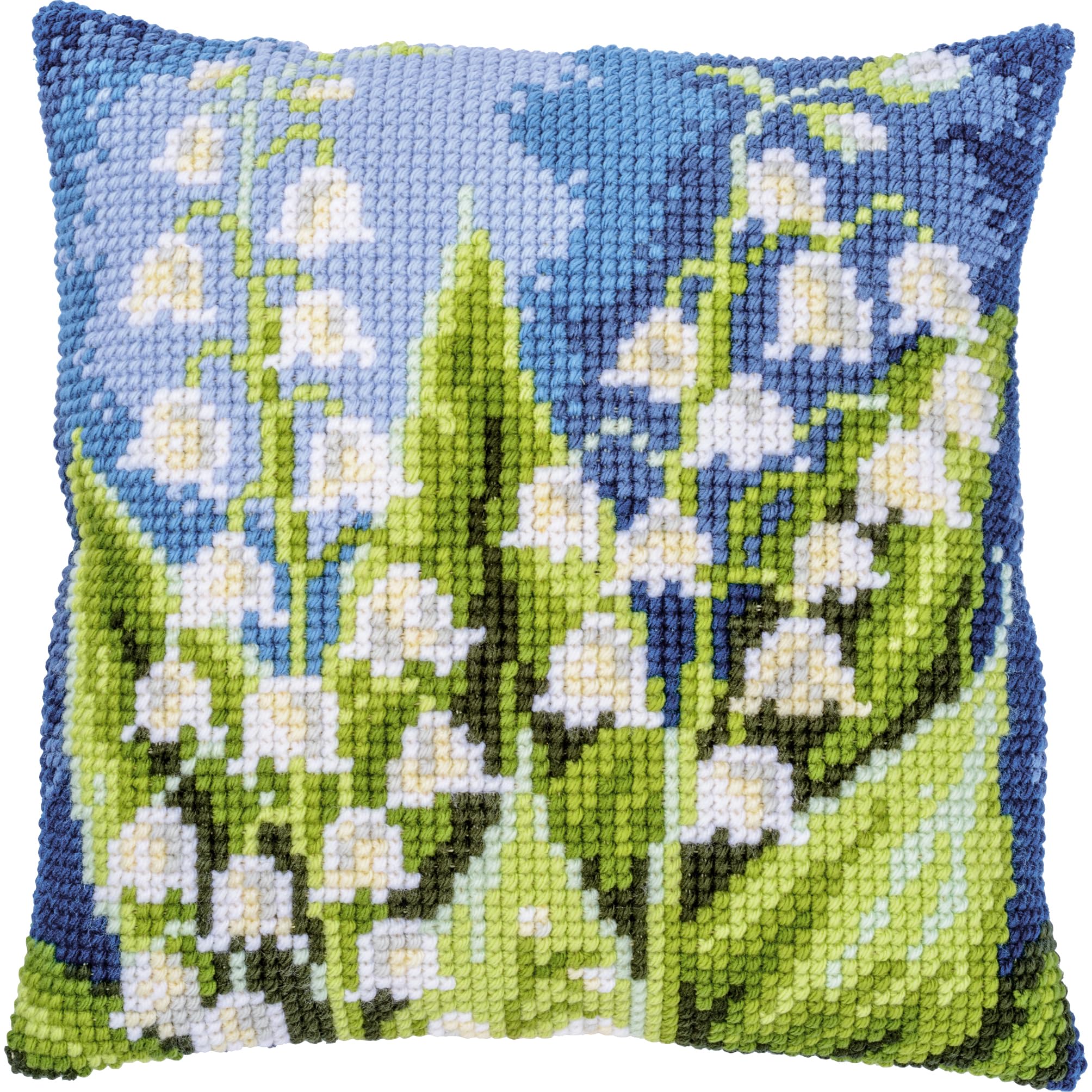 VERVACO Zestaw do Haftu Krzyżykowego Poduszka KONWALIA Kanwa z Nadrukiem 40 x 40 cm Gruba Włóczka Akrylowa Zrób to Sam Dekoracja Domu DIY Cross Stitch Kit