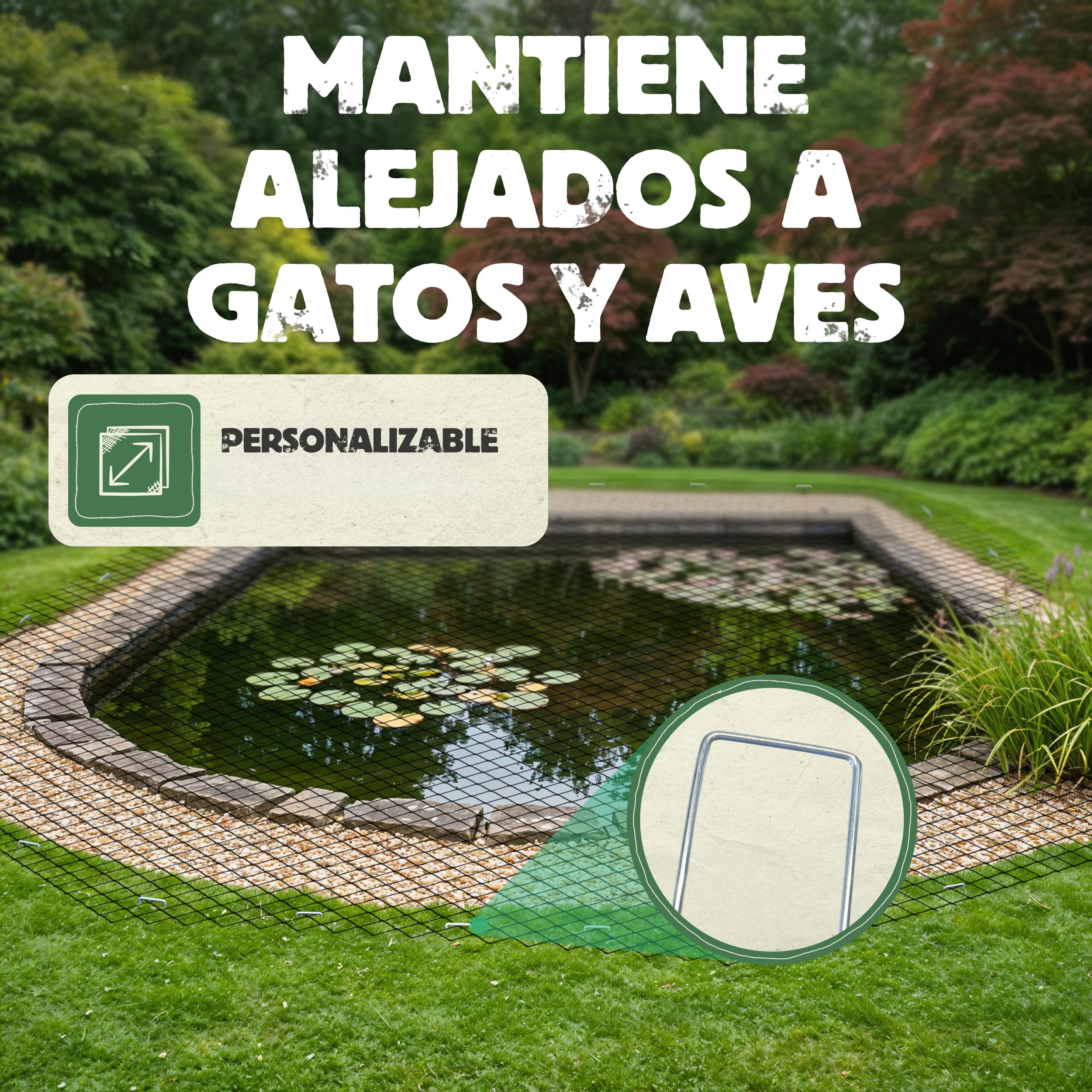 LAINFELD Red para estanques de Malla Fina, 2 x 5 m, Resistente a la Intemperie y a los Rayos UV, Red para pájaros, Pollos, balcón, contra Palomas y garzas