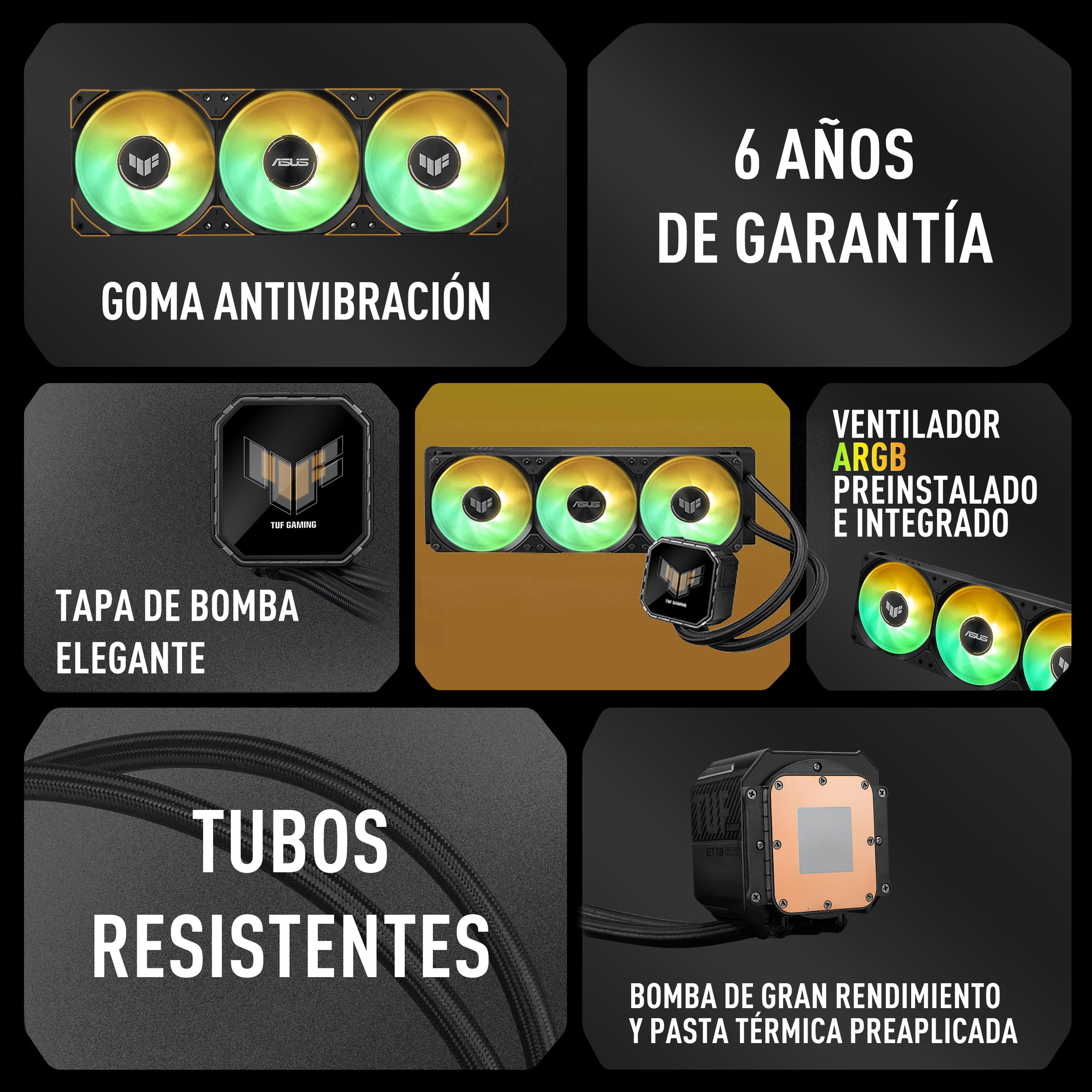 ASUS TUF Gaming LC III 360 ARGB - Sistema de refrigeración líquida todo en uno para CPU con tres ventiladores preinstalados, bomba eficiente para asegurar temperaturas de funcionamiento óptimas