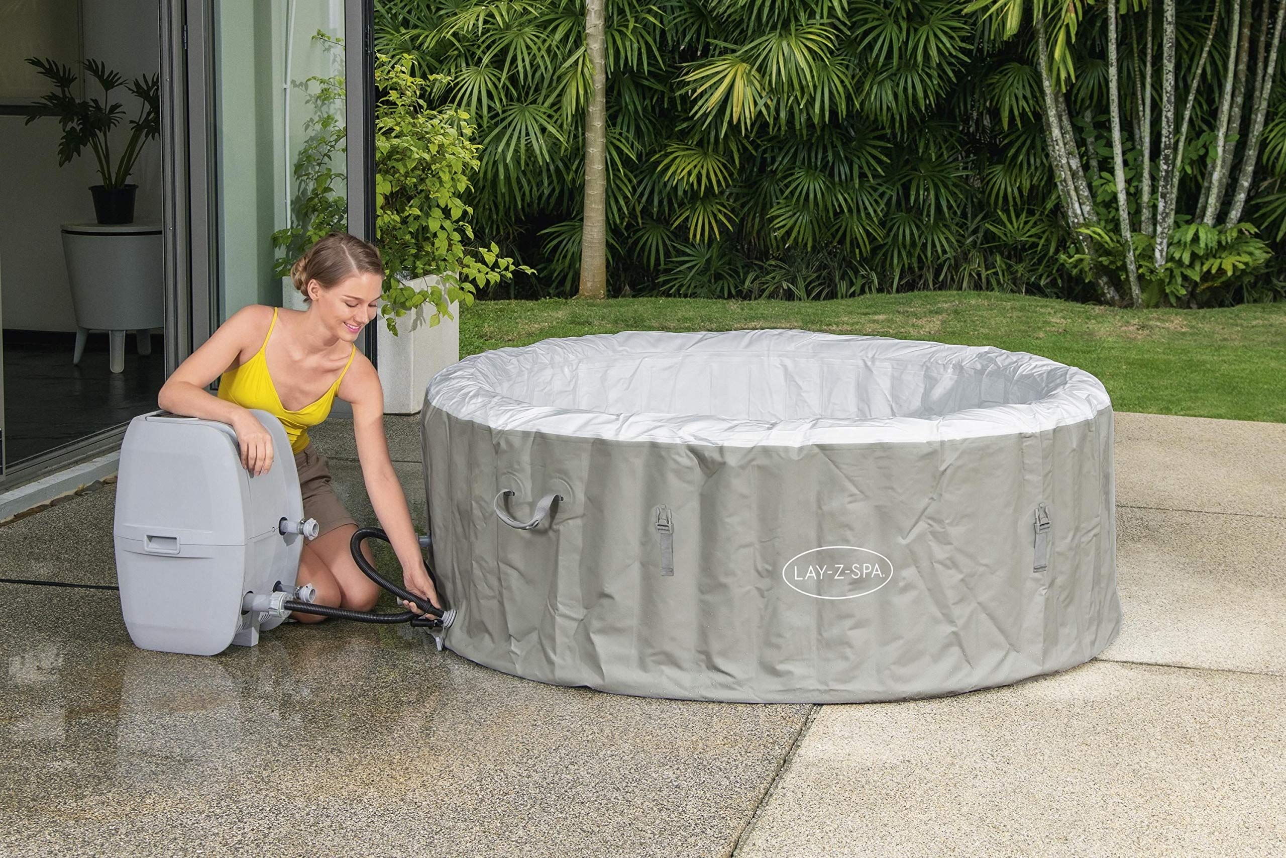 BESTWAY - SPA Hinchable Lay-Z-SPA Tahiti para 2-4 Personas Redondo 180x66 cm con Luces LED