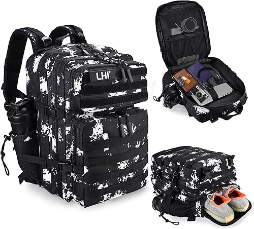 Miniatura 21 de LHI Mochila Táctica Militar para Hombres y Mujeres 45L Ejército 3 Días Paquete de Asalto Bolsa Mochila Grande con Sistema Molle 1.2 Compartimento