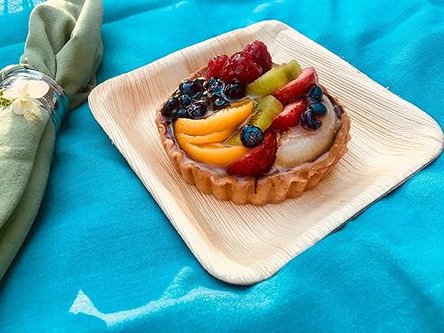 Miniatura 8 de Atmos Green Paquete de 25 platos llanos cuadrados de hoja de palma de 6 pulgadas, compostable, desechable, de alta calidad, resistente, ecológico,