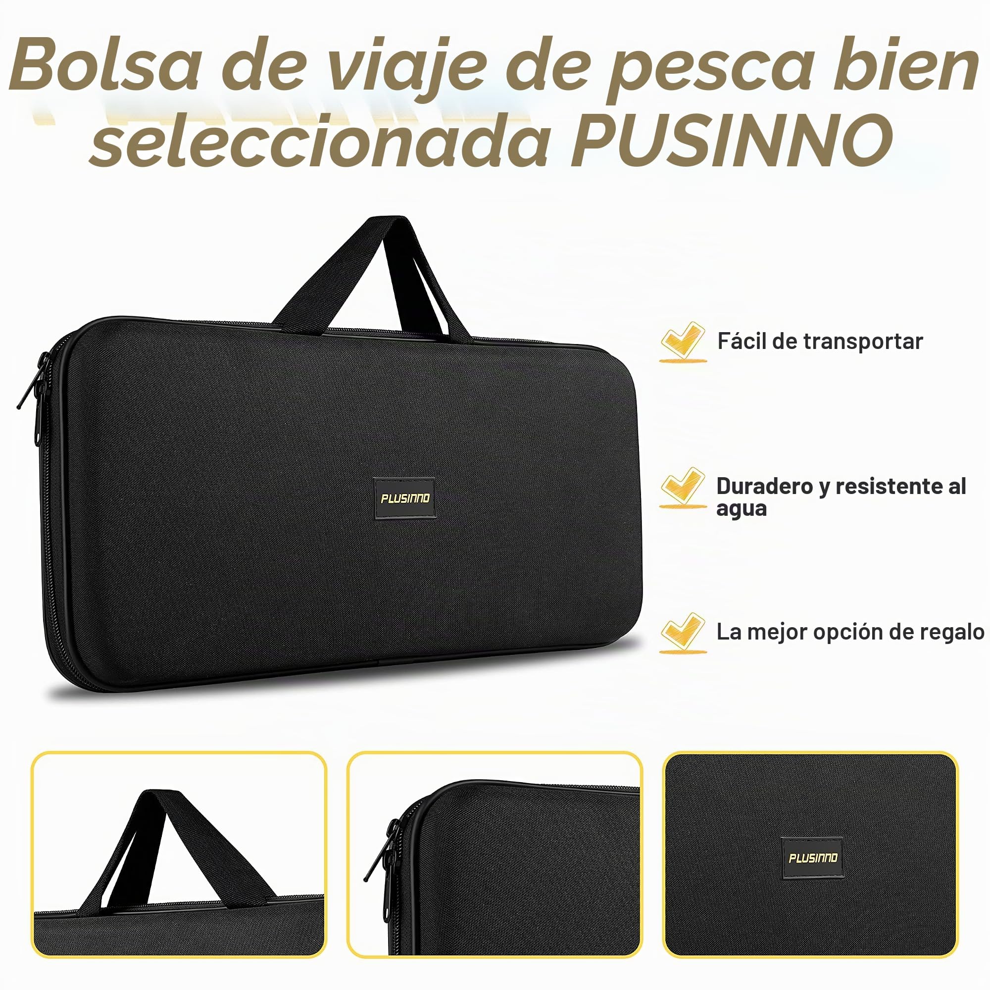 PLUSINNO Caña de Pescar, Combo de caña de Pescar telescópica y Carrete, Kit de caña de Pescar Plegable de Viaje, cañas de Pescar de Fibra de Carbono y 12 + 1 rodamientos de Acero Inoxidable, Regalos