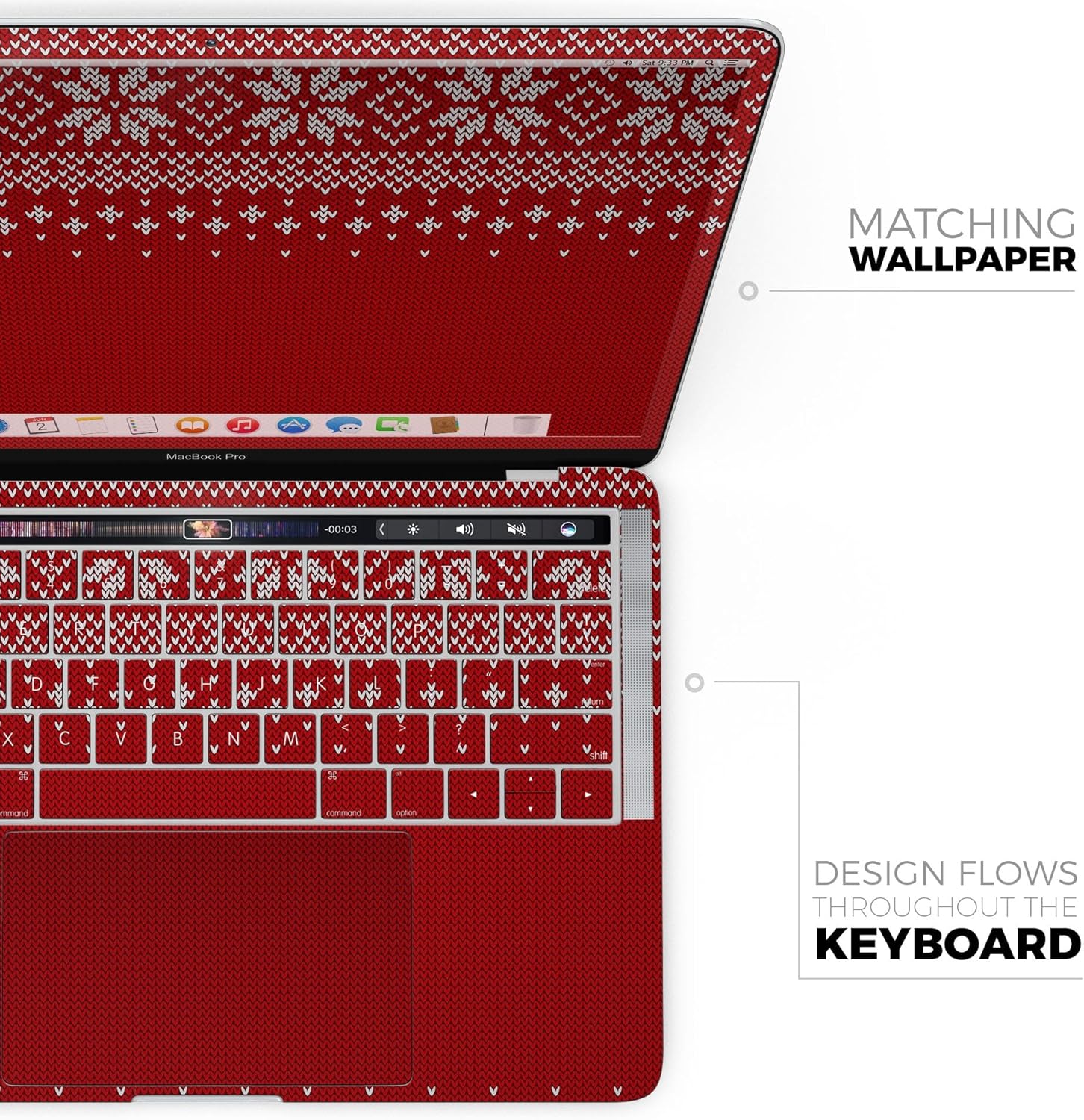DesignSkinz - Compatible with MacBook Pro 16" M3/M4 (A2991/A3403) - Skin Decal Protective Scratch Resistant Vinyl Wrap - Knitted Ugly Christmas Sweater V4