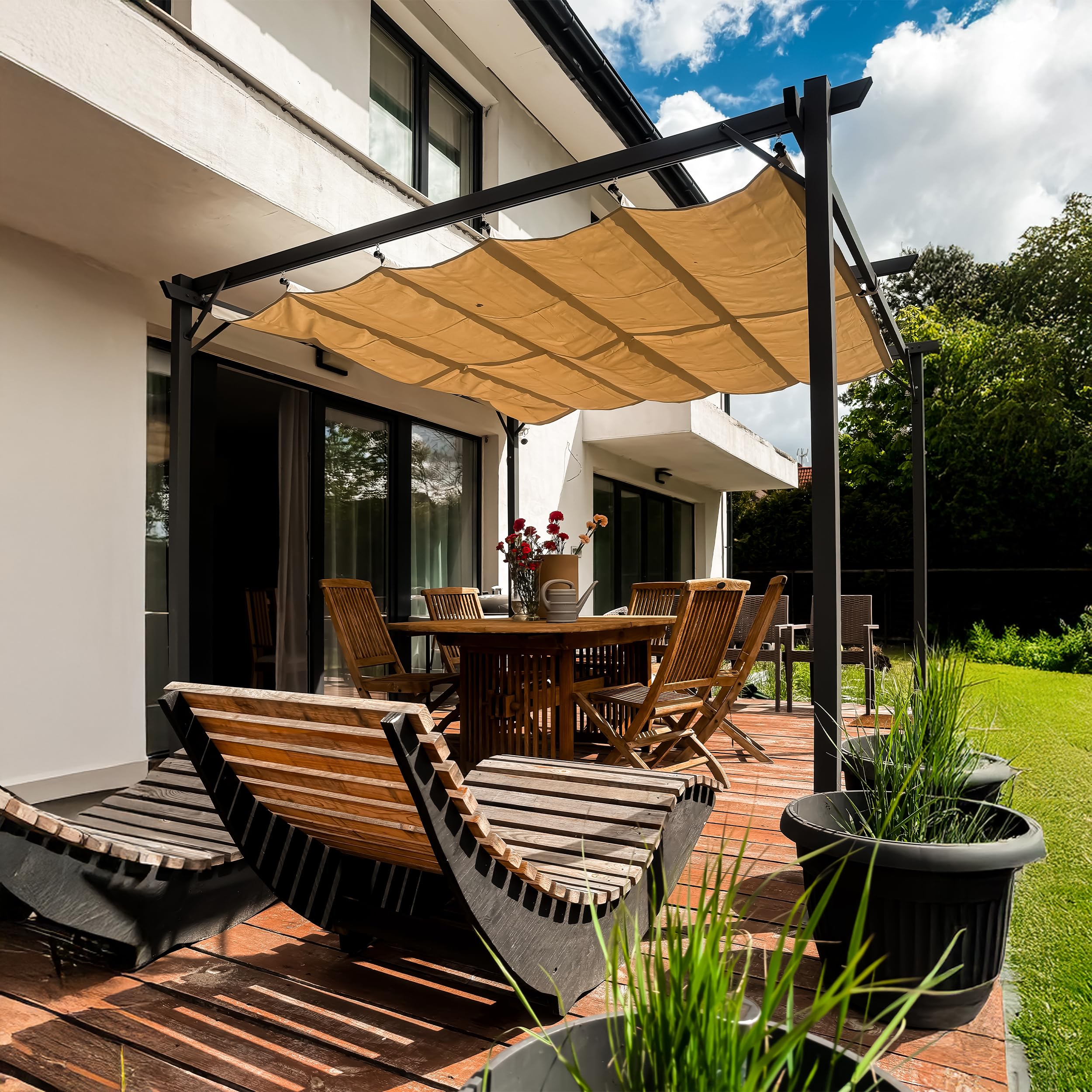 Grindi - Pavillon Garten - Terrassendach - Sonnensegel - Irda II 2,9x3,9m - wasserdichtes & stabiles Sonnenschutz für Terrasse und Freistehender - Gartenpavillon - Terrassendach - Markise
