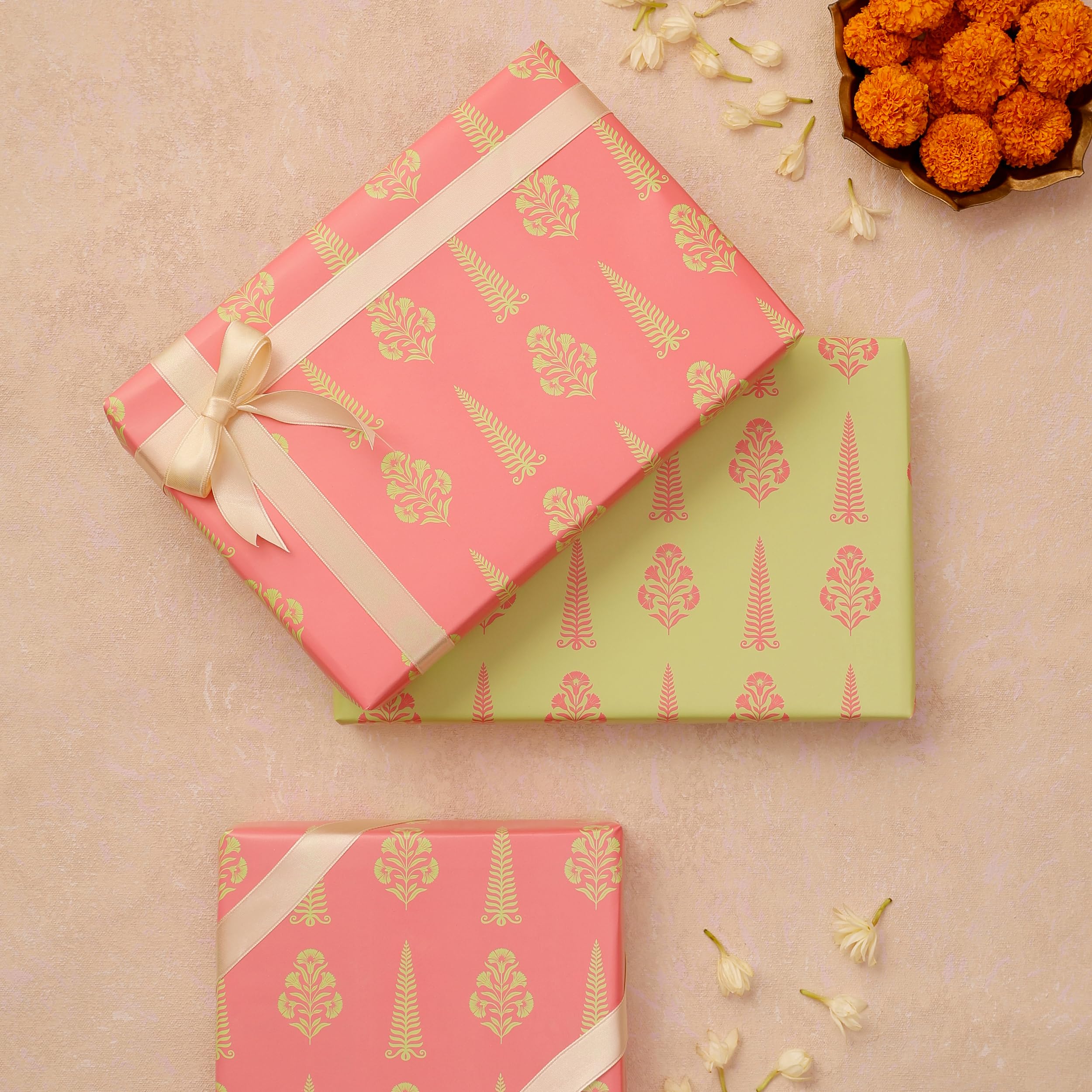 Pink Paper Co. Reversible Gift Wrapper Sheets Wrapping Paper Size 28x19 inches For Diwali (PACK OF 5)-image-12