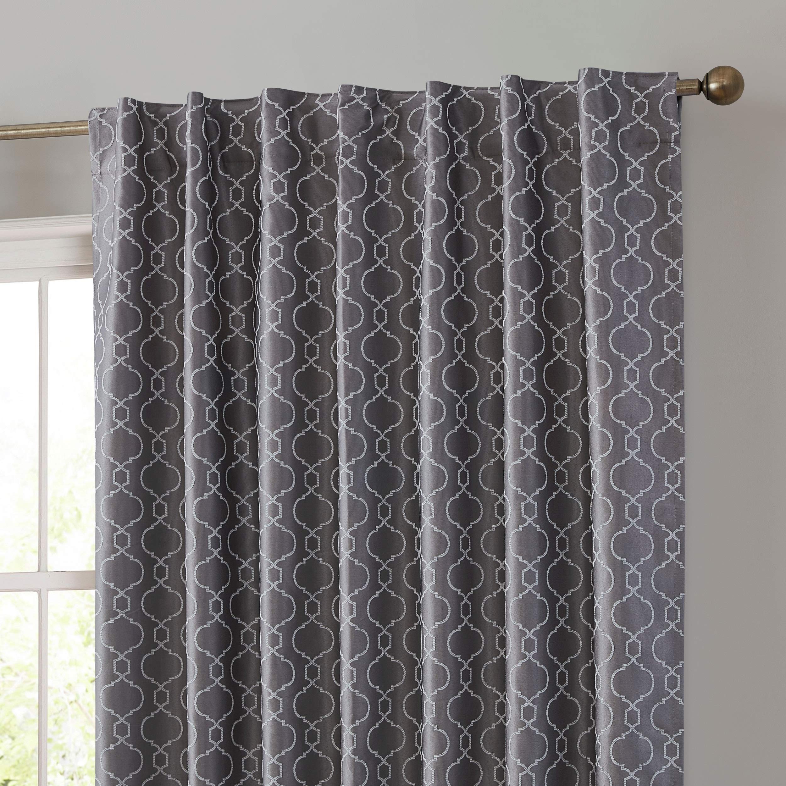 HLC.ME Franklin Moroccan 100% Complete Blackout Thermal Insulated Energy Savings Heat/Cold Blocking Back Tab Rod Pocket Curtain Drapery for Bedroom &