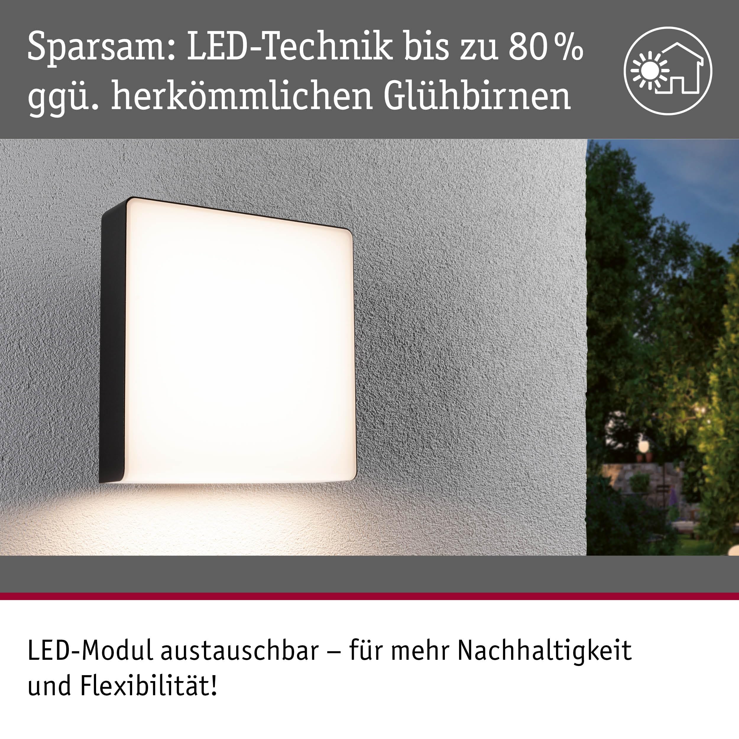 Paulmann 94840 LED oprawa na ścianę zewnętrzną Azalena czujnik ruchu z czujn. wys. częst. IP44 250x97mm 3000K 8,5W 700lm 230V antracyt, oprawa zewn.
