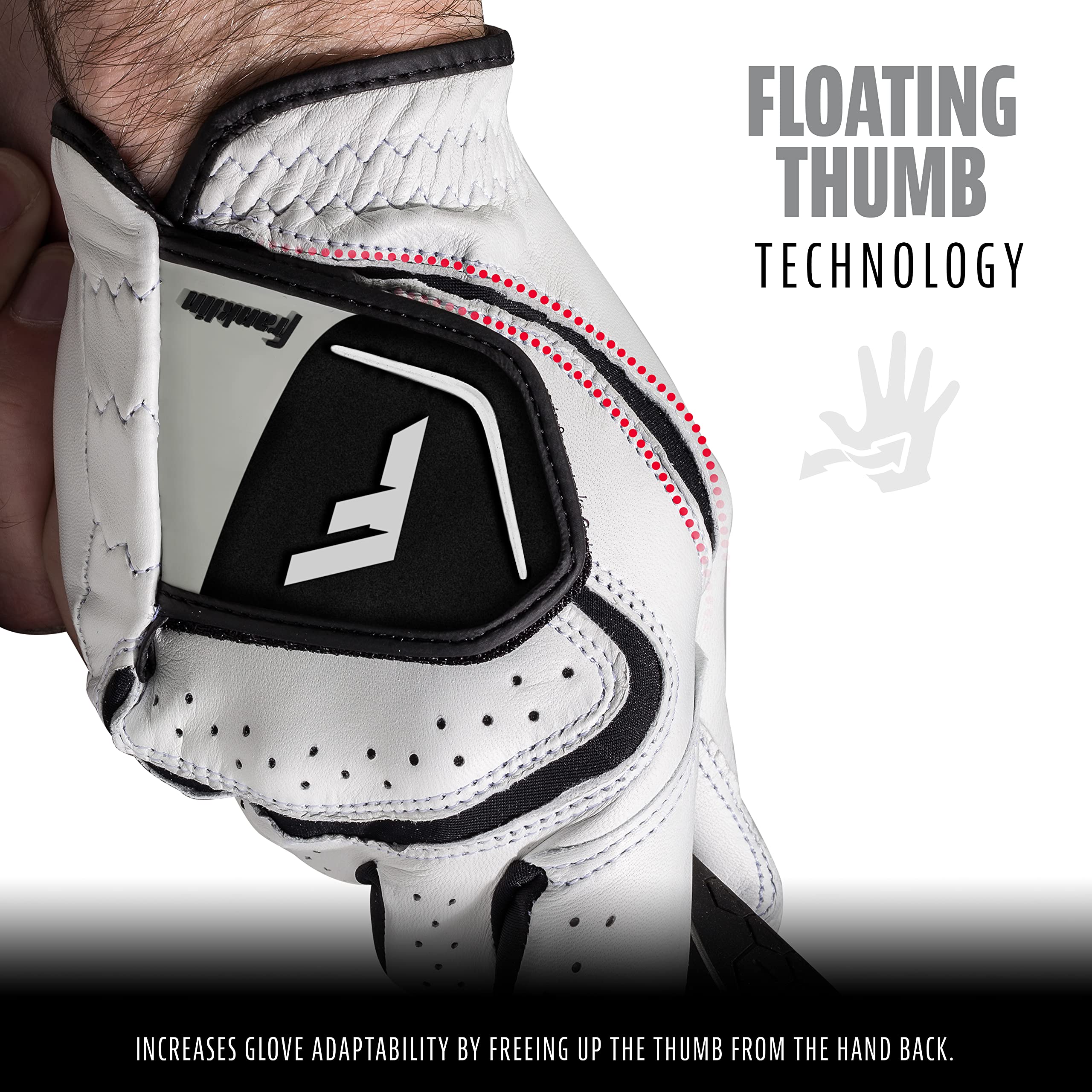 Franklin Sports Golf Glove - Junior Golf Gloves - Premium Leather Golfing Glove - Maximum Grip - White - Left Hand Glove - Youth Large