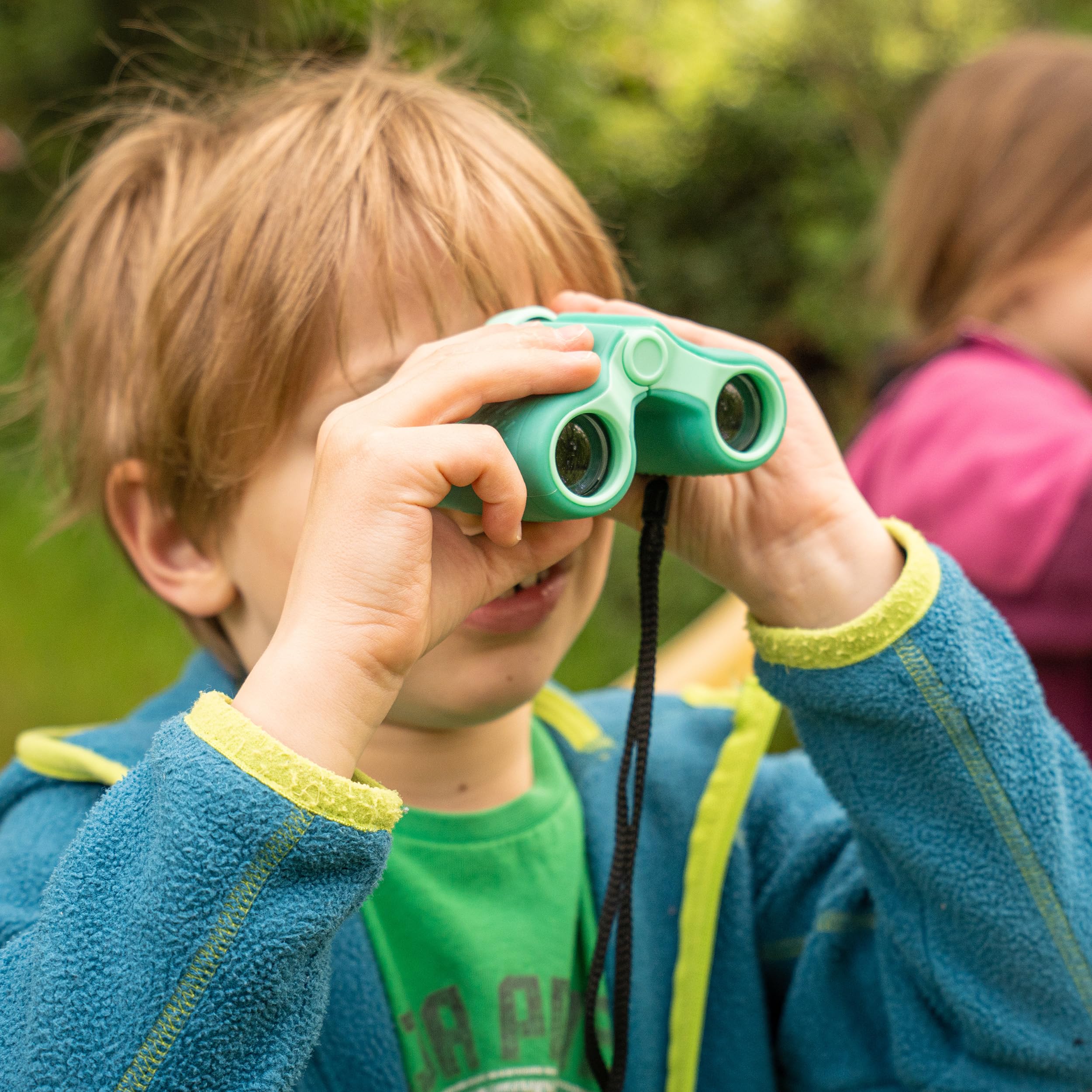 Bresser Junior Fernglas für Kinder 6x21 mit robustem gummiarmierten Fernglaskorpus und Mitteltriebfokussierung inklusive Gürteltasche und Trageschlaufe, grün