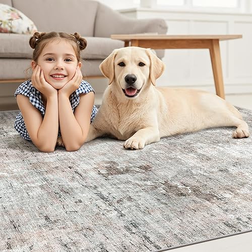 Miniatura 196 de Alfombras de Área de 9x12 para Sala de Estar, Alfombras Vintage Antideslizantes Lavables a Máquina, Alfombra Grande Ligera de Pelo Bajo para