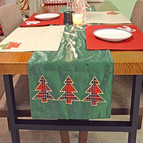 Miniatura 6 de camino de mesa de navidad, camino de mesa rectangular con bordado con letras para mesa de cena, fiesta o decoración del hogar