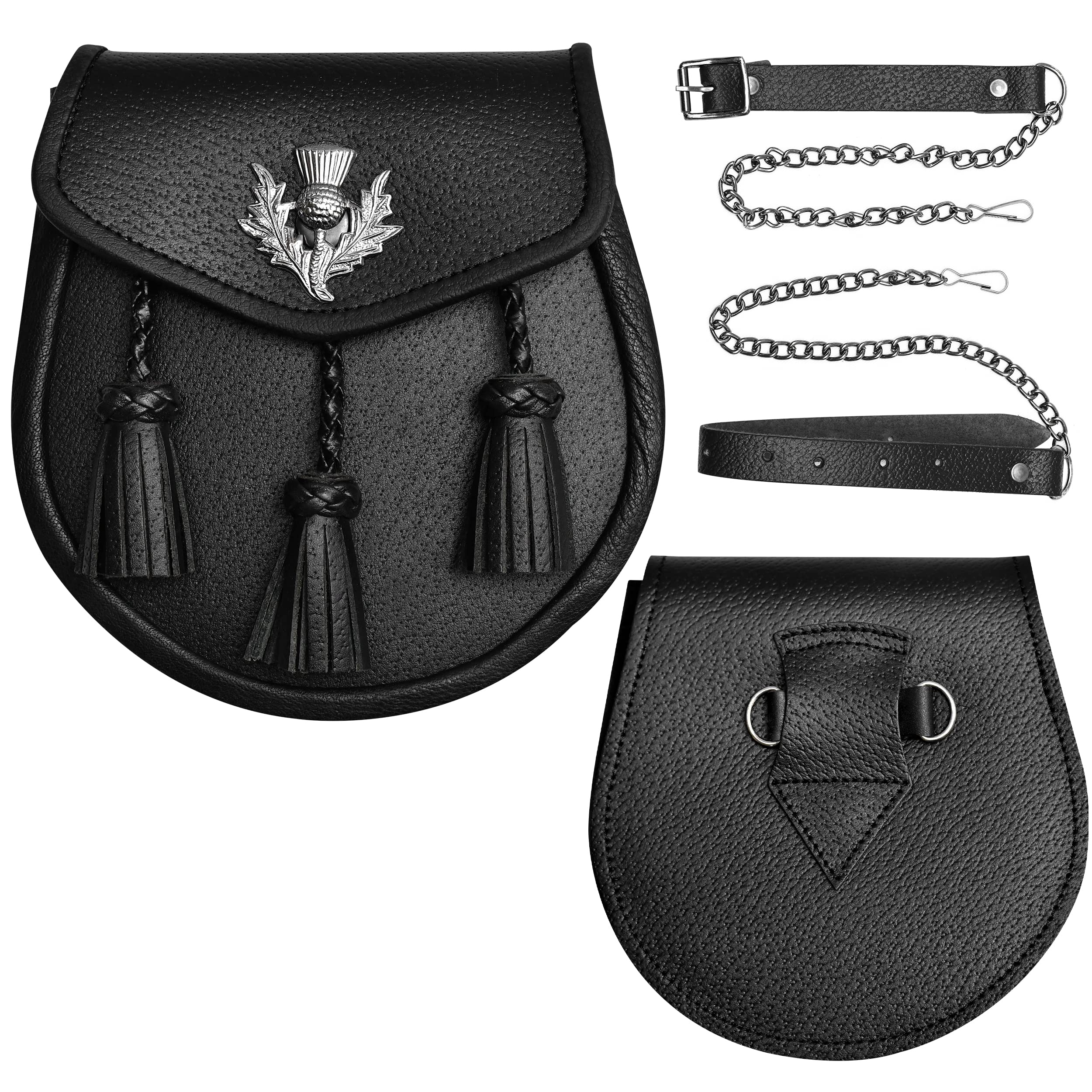 HIGHLAND REDSTONE Scottish Kilt Semi Dress Real leather Sporran