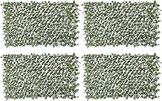 Windscreen4less 4PCS Artificial Expandable Ivy Leaf Faux Leaves Privacy Fence Screen for Outdoor Indoor Backyard Patio Balcony (Single Sided Leaves)