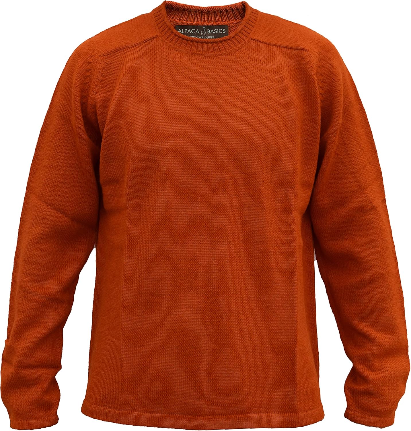 Men's Handmade 100% Alpaca Wool Roll Neck Sweater (Burnt Orange, Medium)