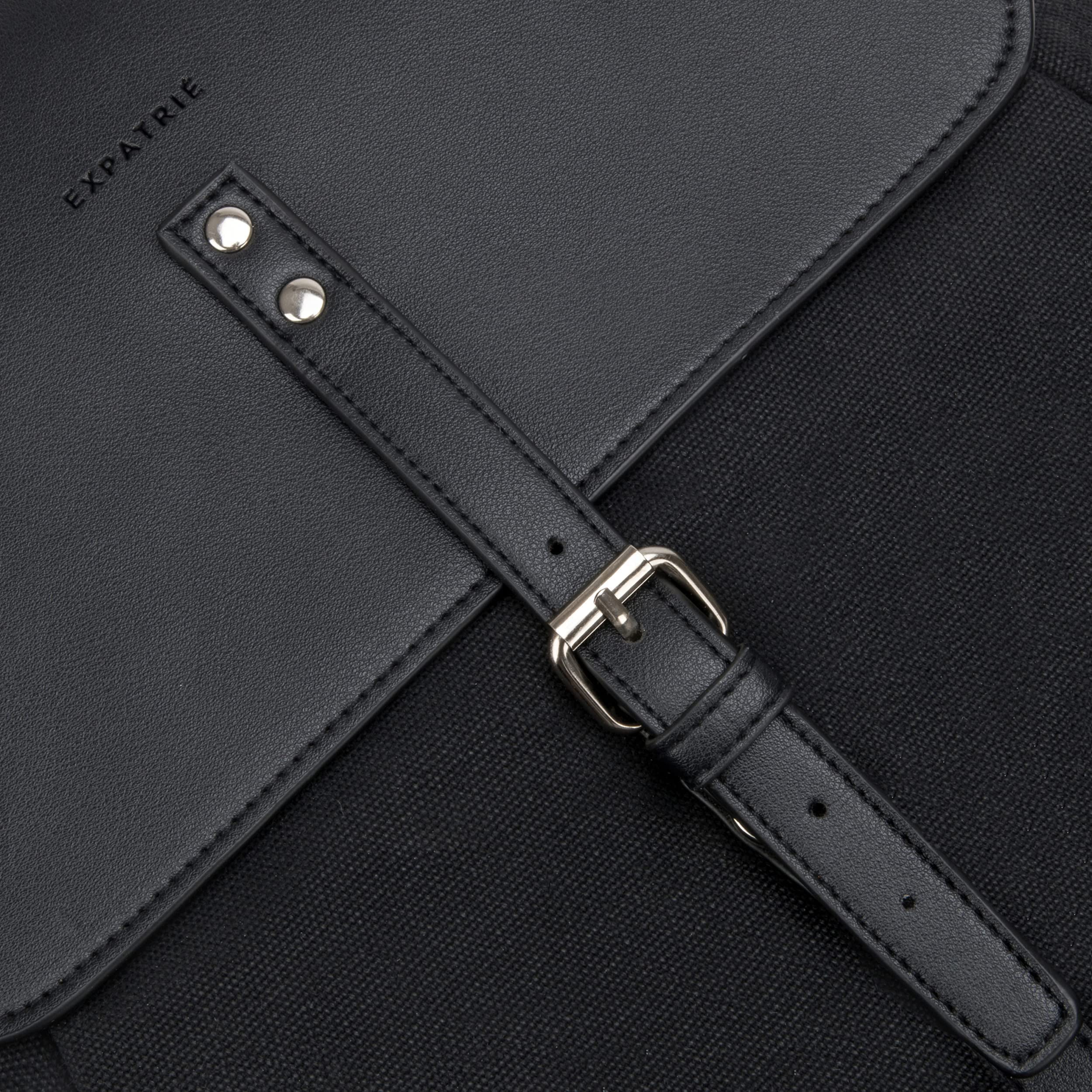 Expatrié Zaino da Donna Laurent Nero - in Tela di Cotone ed Ecopelle - Zainetto Elegante ideale per Ufficio, Sacca da 15l con Chiusura Magnetica