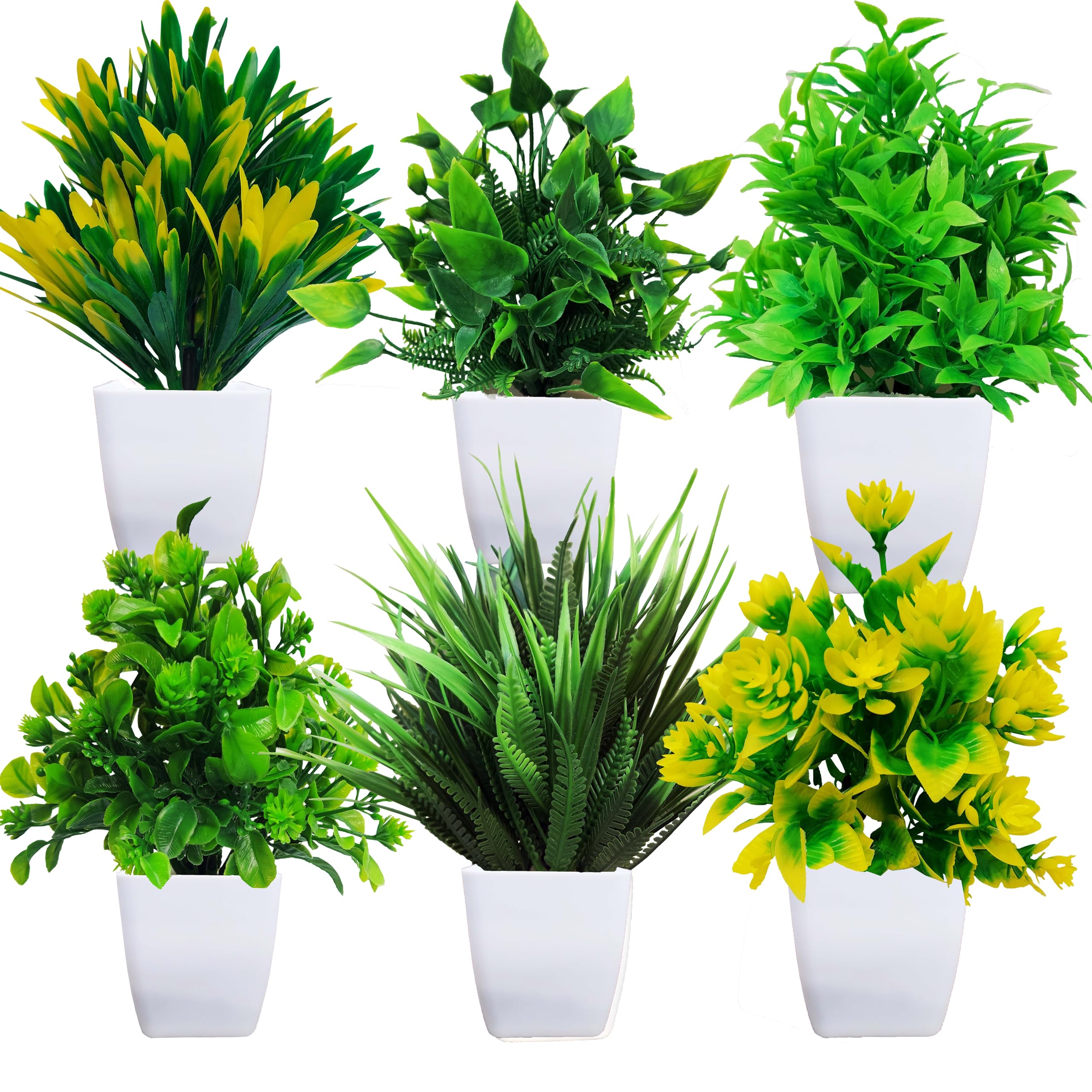 Moon seed Small Artificial Plant of 6 Pack for Home and Office Decor, Gift, Indoor Decoration (Pack of 6)