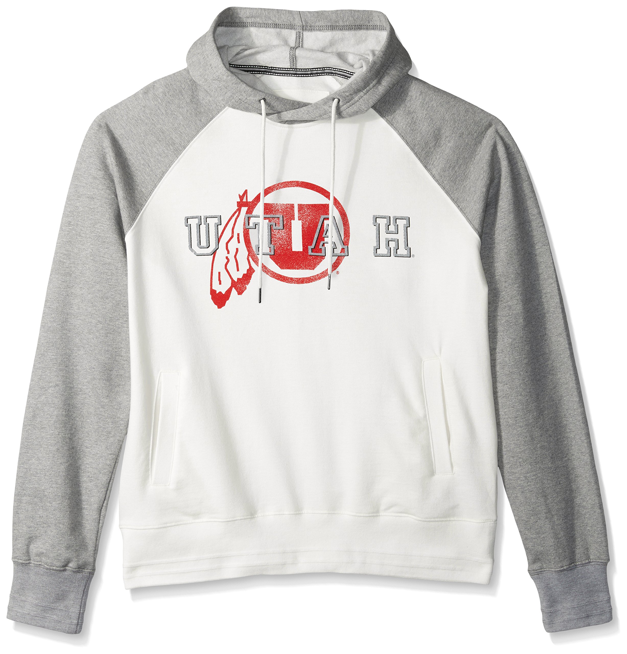 NCAA Utah Utes Men's Sueded Fleece Pullover Hoodie, Small, Ivory/Oxford