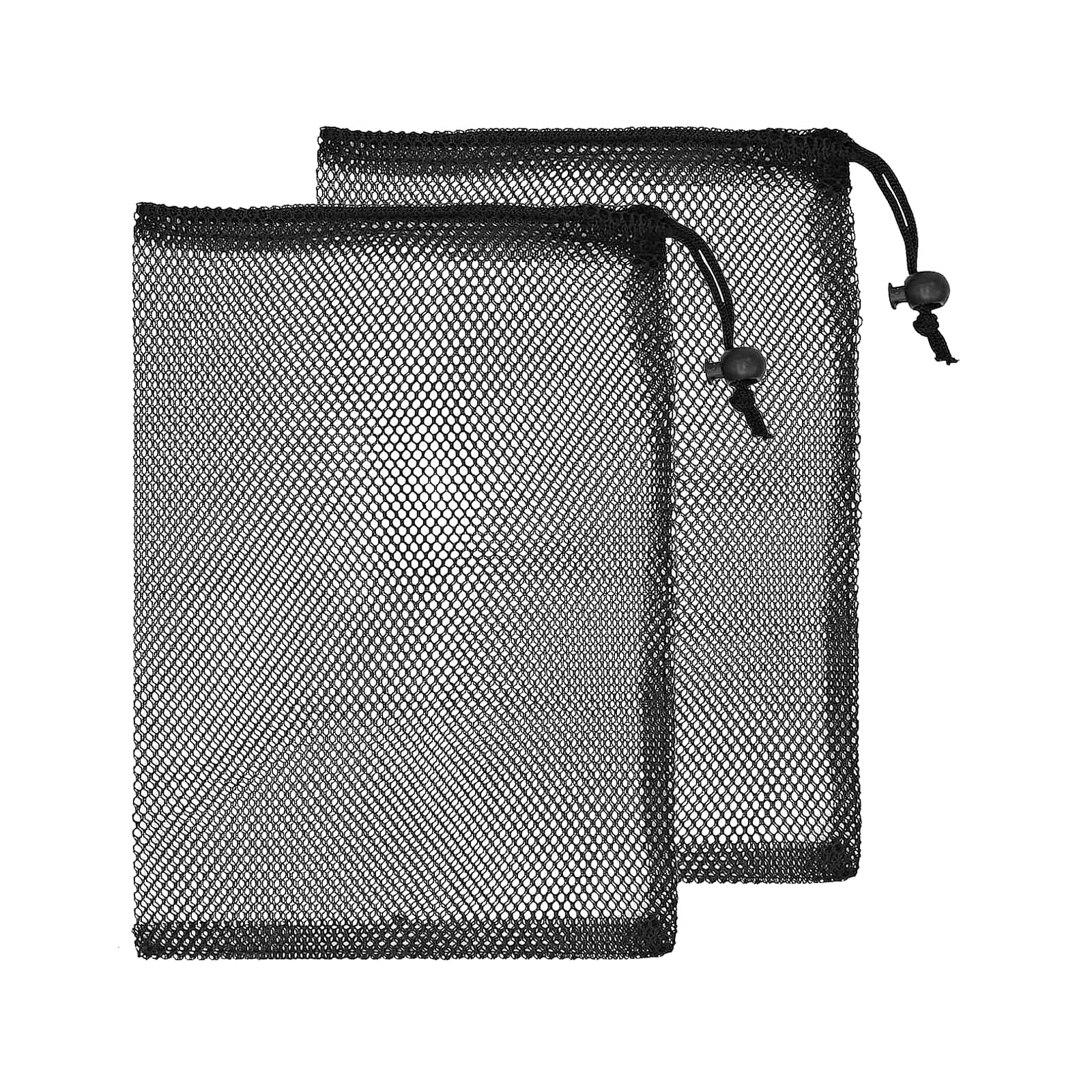 Cuwerfo Black 2 Pcs Large Mesh Drawstring Bag, Nylon Net Bags, Meshstuff Sack Storage Bags, Lightweight Mesh Swimming Bag, For Swimming Beach Pool Sand Toys Equipment Travel And Sports