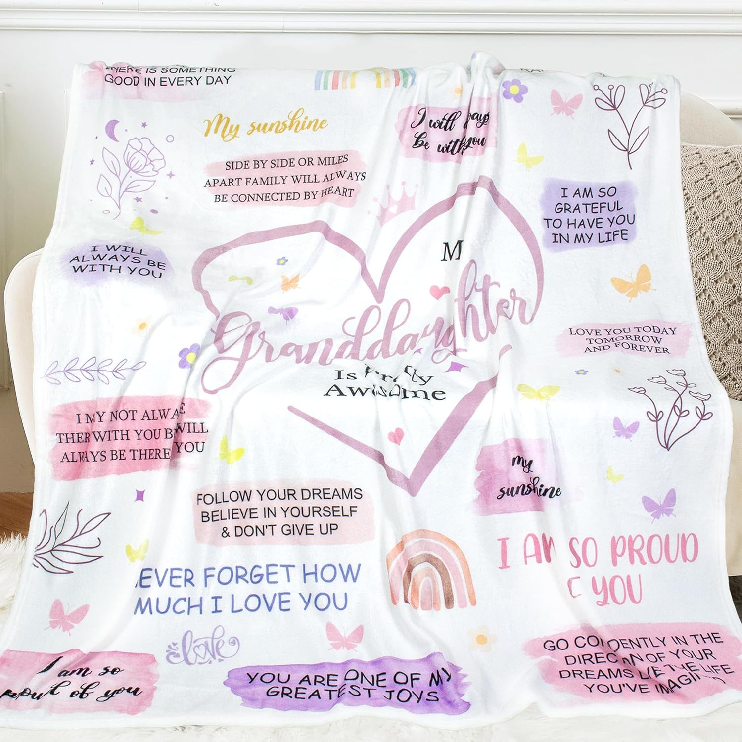 Granddaughter Gifts from Grandma Grandpa, Gifts for Granddaughter Blanket, Granddaughters Birthday Gifts from Grandparents, Mothers Day Graduation to My Granddaughters Throw Blanket 60"X50" - Image 2