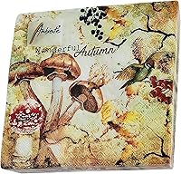 Vista 1 de Servilletas de hongos de 13 x 13 pulgadas para Decoupage - Servilletas de papel vintage de otoño y Acción de Gracias - Servilletas de cóctel