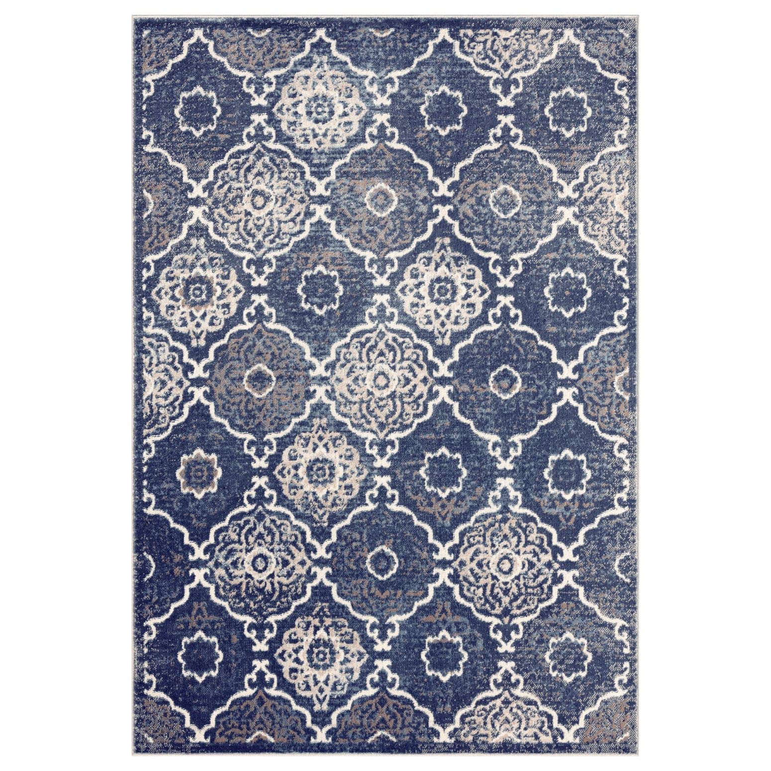 Home Dynamix Boho Andorra Transitional Damask Area Blue/Ivory