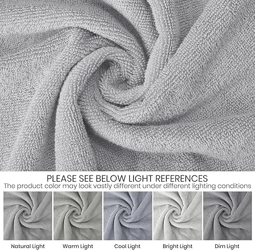 Miniatura 5 de Oakias Juego de toallas plateadas de 6 piezas, 21.16 ozm, 2 toallas de baño, 2 toallas de mano y 2 toallas faciales, juego de toallas de baño