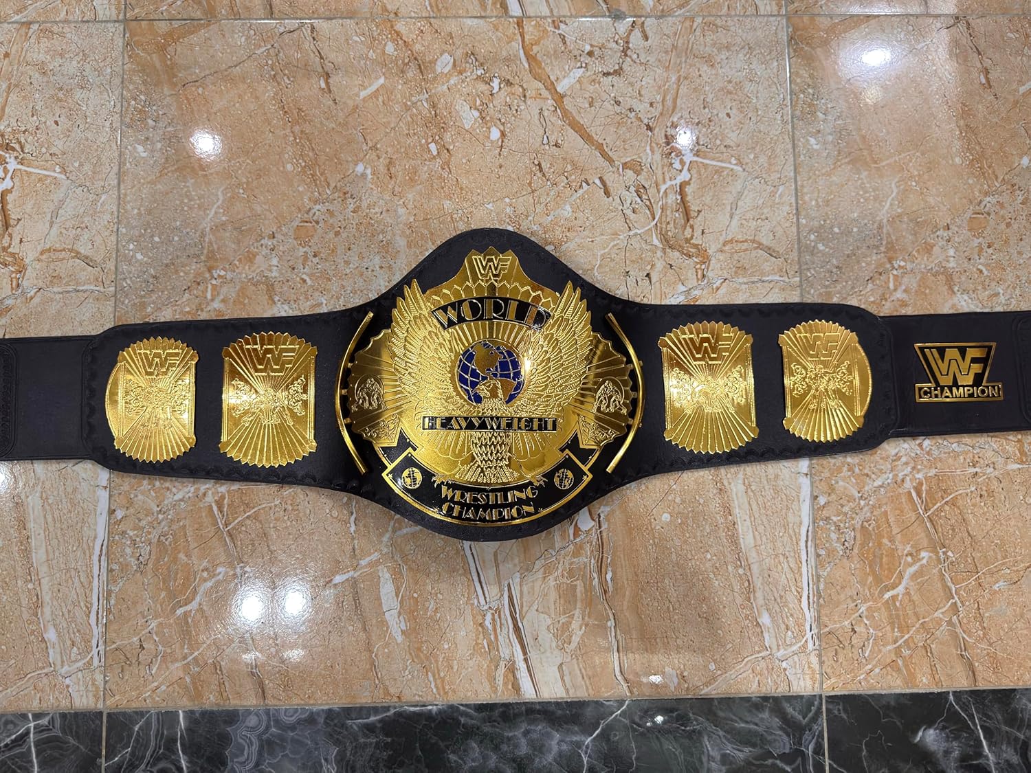 Classic Gold Winged Eagle Replica Heavyweight Championship Wrestling Belt - Leather Strap Adult Size