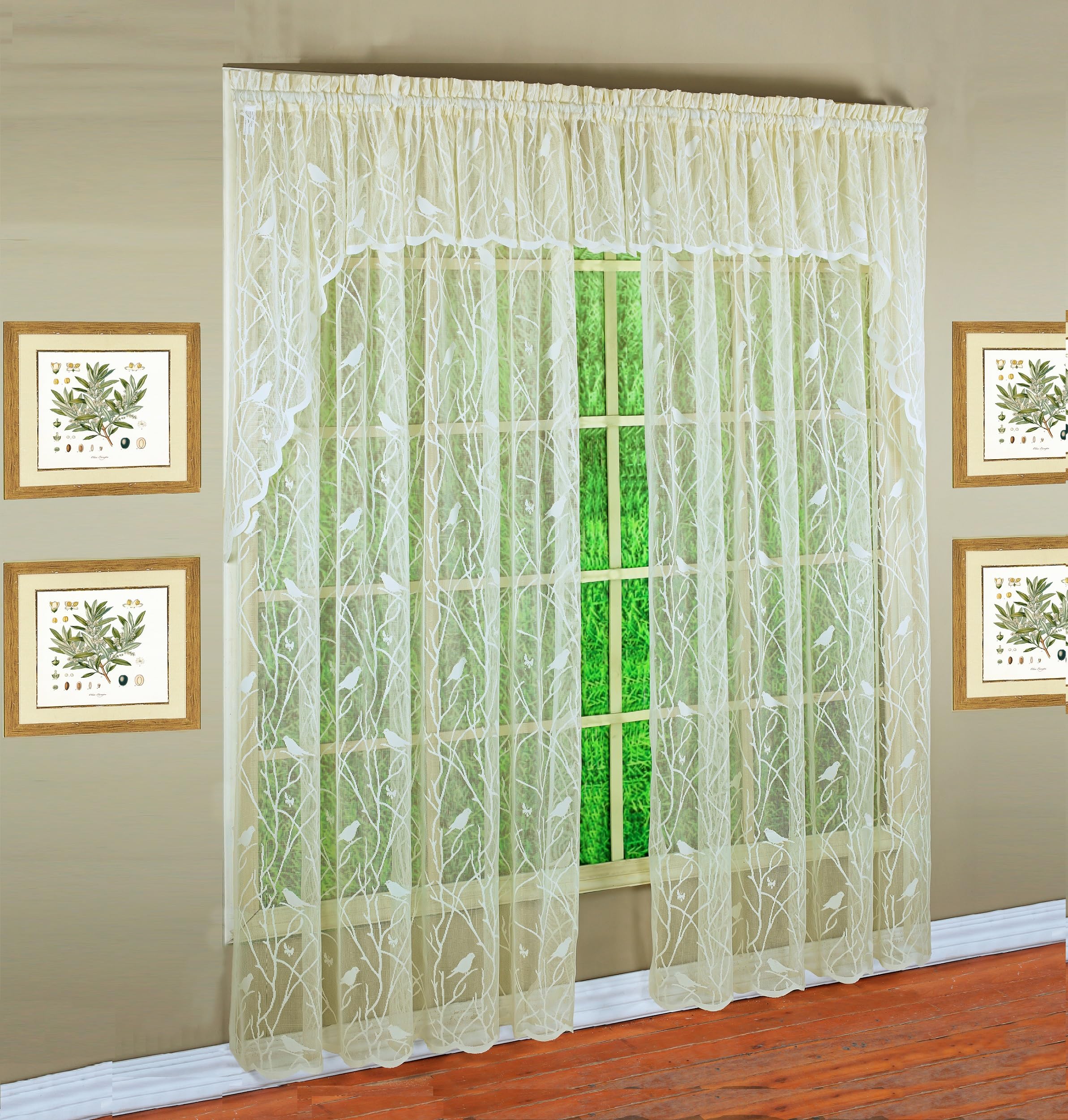 Today's Curtain, Songbird Semi-Sheer Lace Panel 84", Ivory, 56" W x 84" L