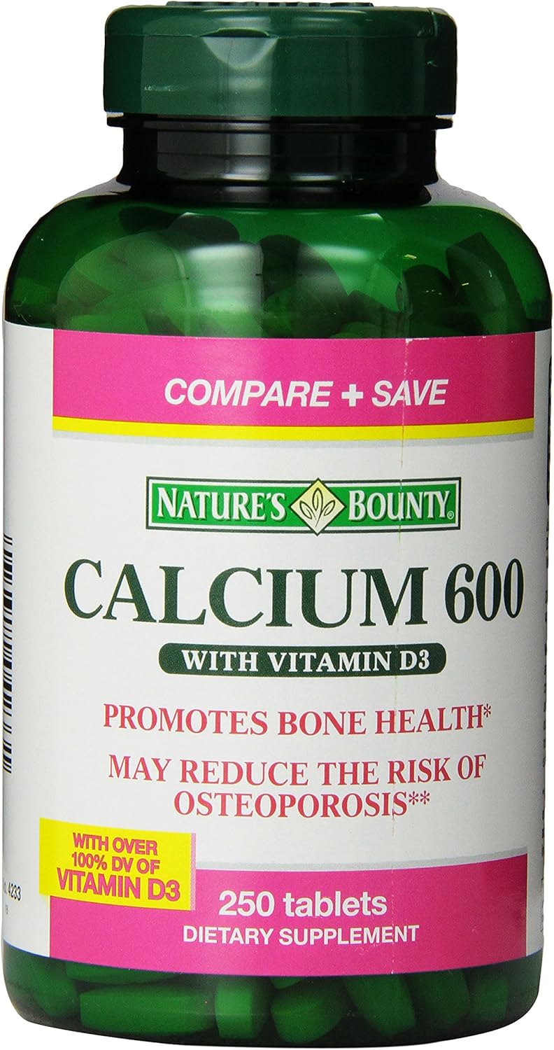 Nature's Bounty High Potency Calcium 600 + D Tablets - 0250ct, 1.17 Bottles (Pack of 2)