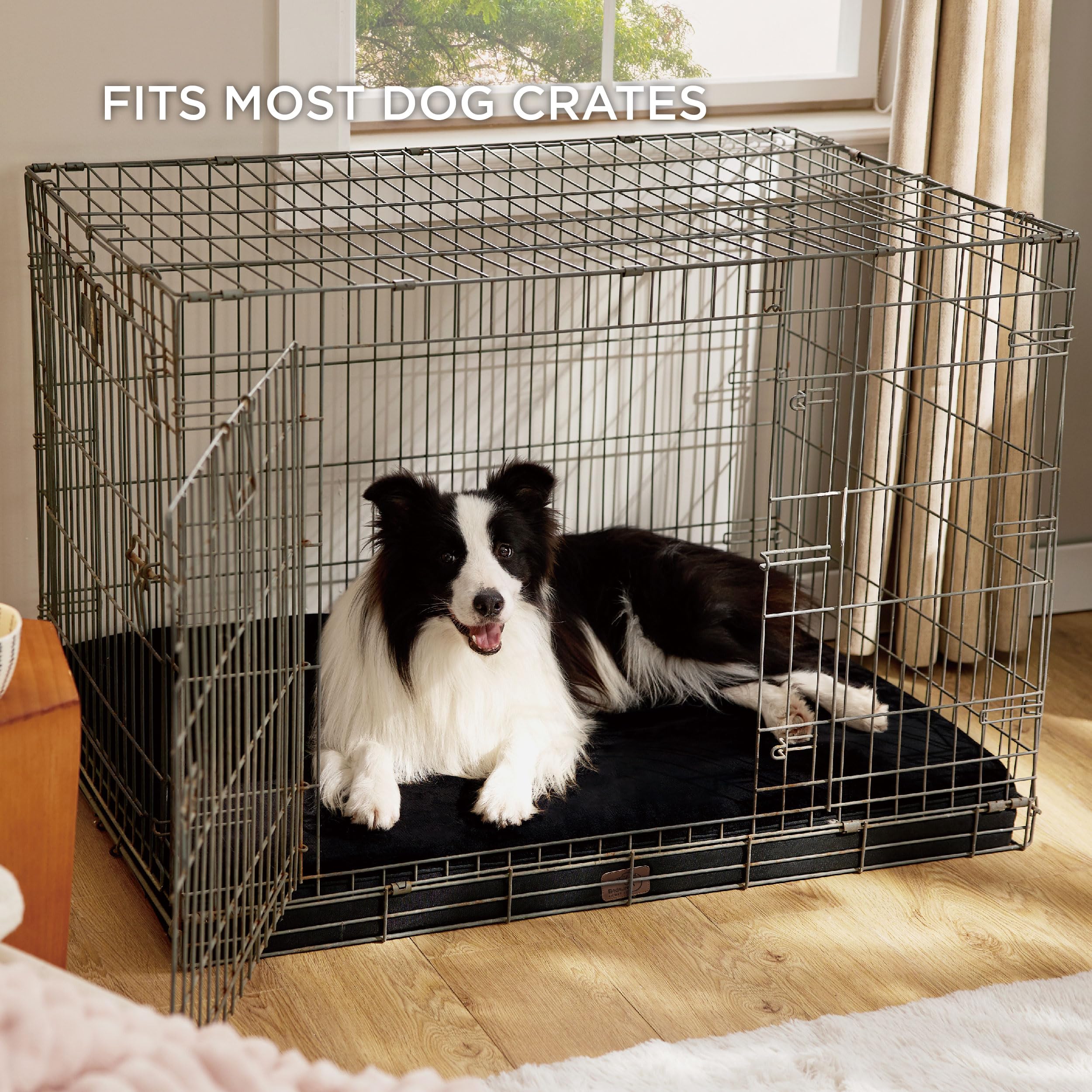 Bedsure Materasso per cani in memory foam, cuscino per cani di grandi dimensioni, ortopedico, tappetino per cani, lavabile e antiscivolo, letto per cani interni, nero, 104 x 74 cm