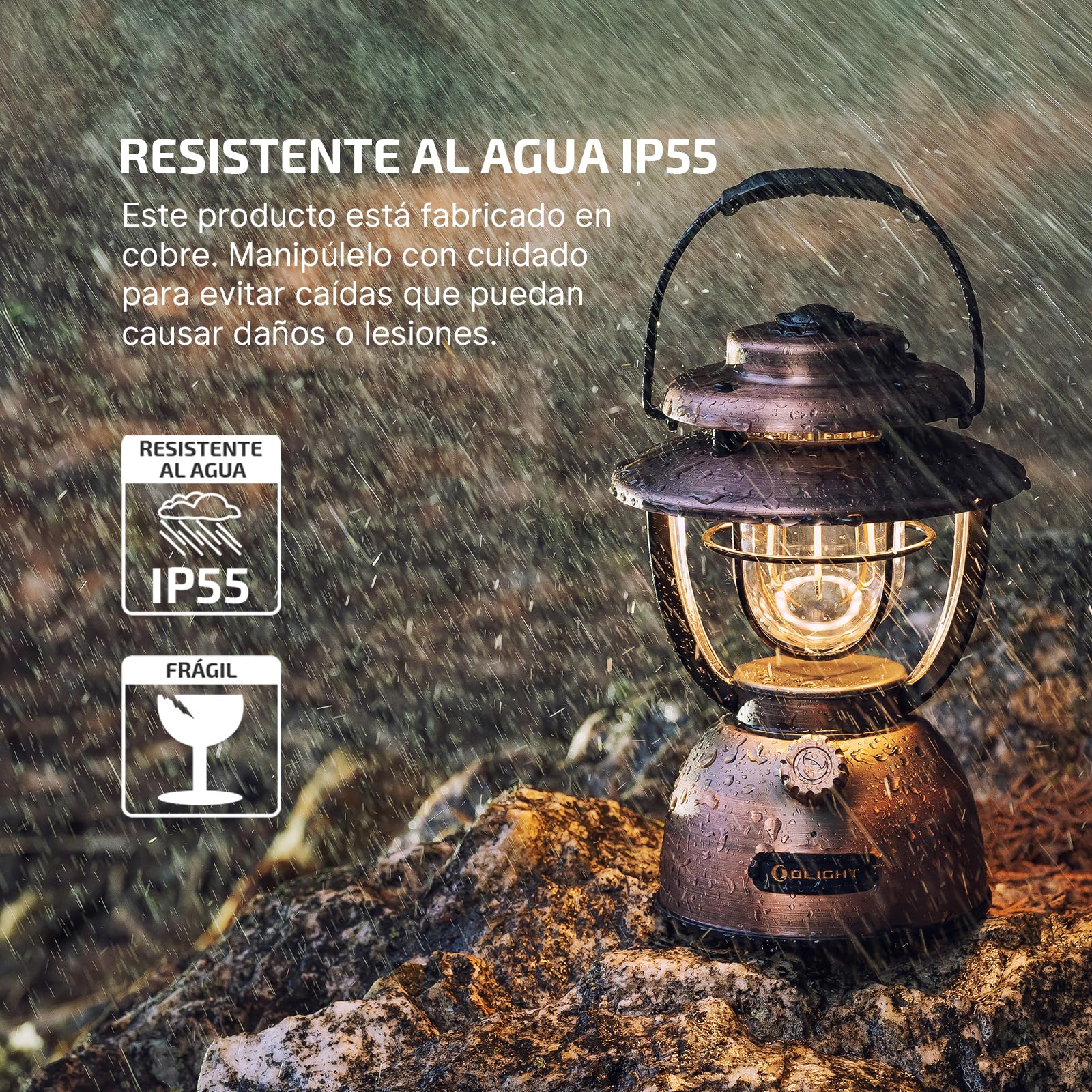 OLIGHT Olantern Classic 2 pro Smart Linterna Camping Recargable 300LM con Recargable por USB Impermeable IPX5 Lámpara de Emergencia 2 Modos de Iluminacion Farol para Trabajar y para Exteriores Camping