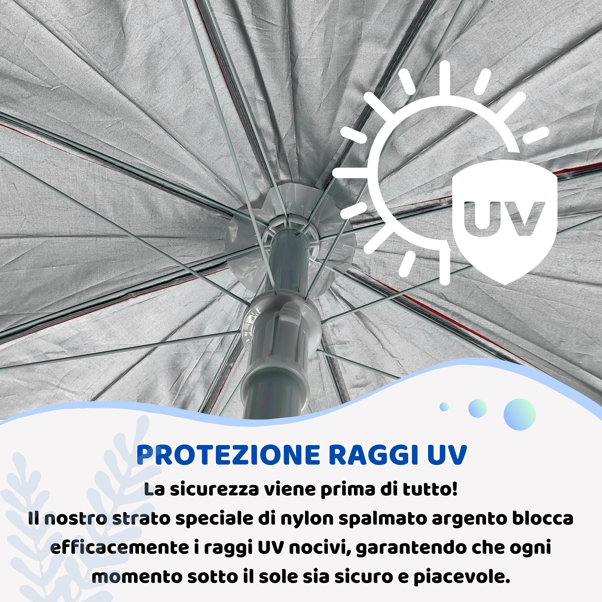 Batik - Ombrellone da Spiaggia - LELLO L'OMBRELLO - Ombrellone da Spiaggia Grande Anti UV - Diametro 180 cm