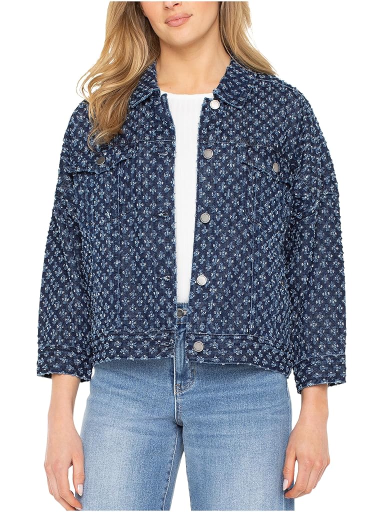 Blue Liverpool Los Angeles Crop Easy Trucker Jacket