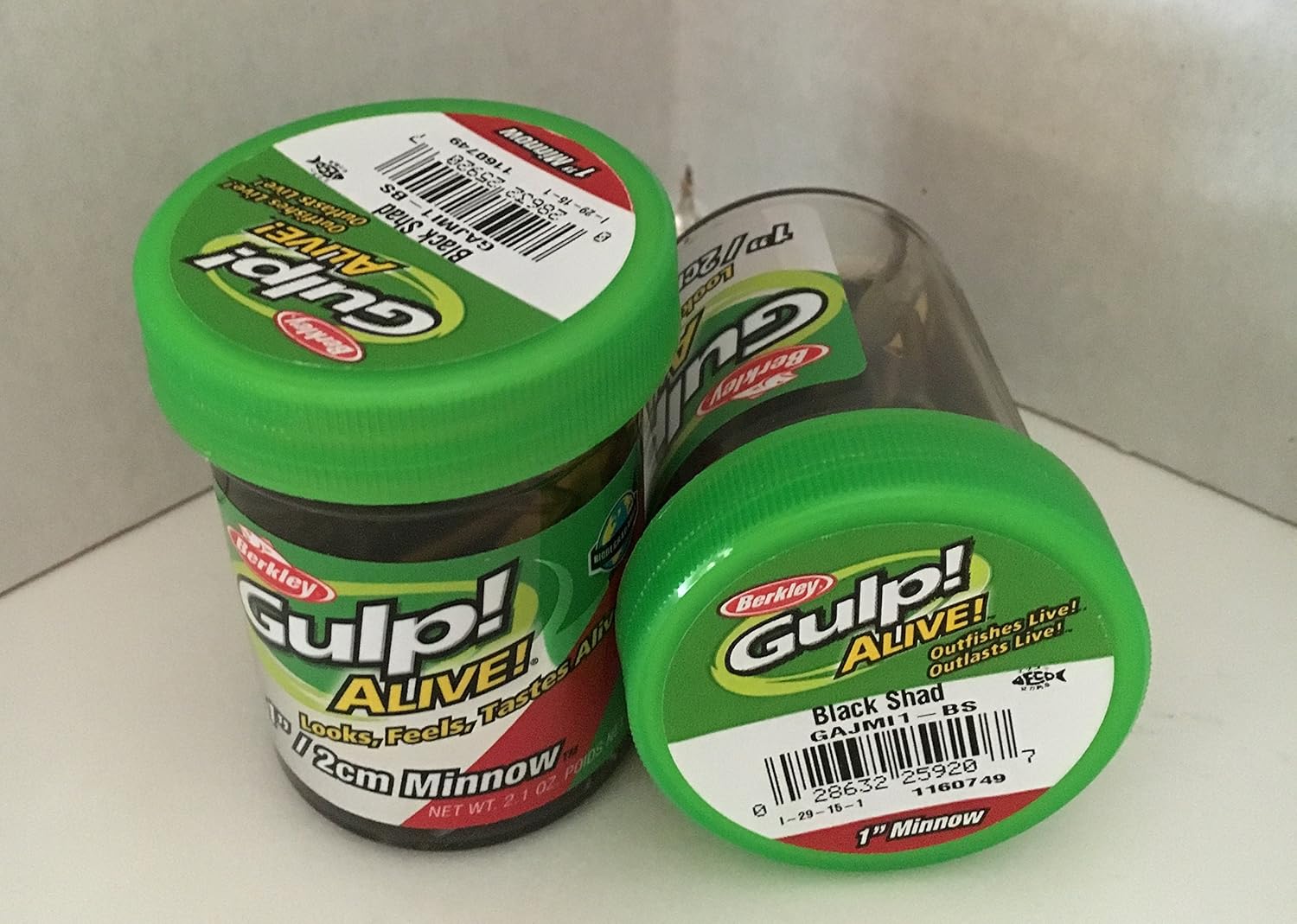 GAVVOI Gulp! Alive! Gulp Bait 1 INCH Black SHAD Minnow 2 jar Bundle Berkley Perch Minnows ice Fishing Bait Panfish Minnows