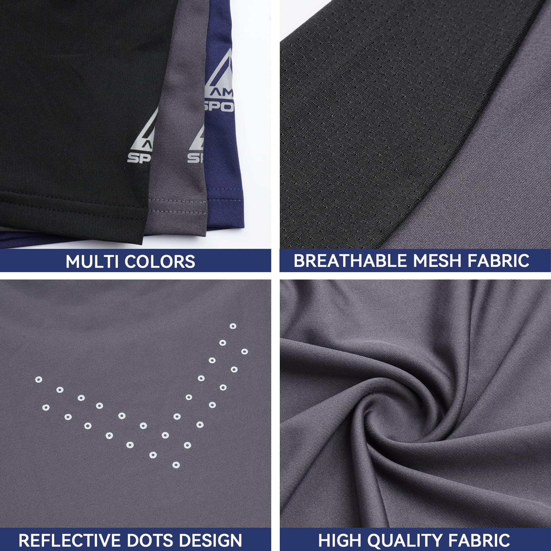 AMZSPORT Maglietta a Compressione da Uomo, a Maniche Corte, Funzionale, Cool Dry, per Allenamento e Corsa