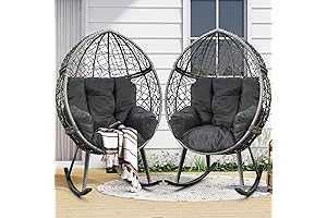 YITAHOME Set of 2 Wicker Egg Patio Chairs with Thick Cushions