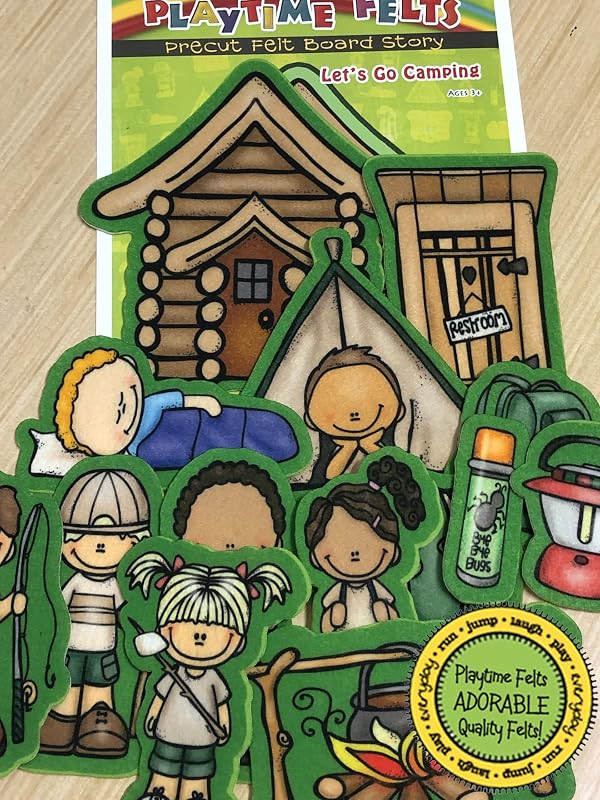 Playtime Felts Let's Go Camping Felt Story Set | 15 PRECUT & Ready to Play Colorful & Durable Felt Pieces for Toddlers, Preschool & Kindergarten | Reusable Felt Board Stories