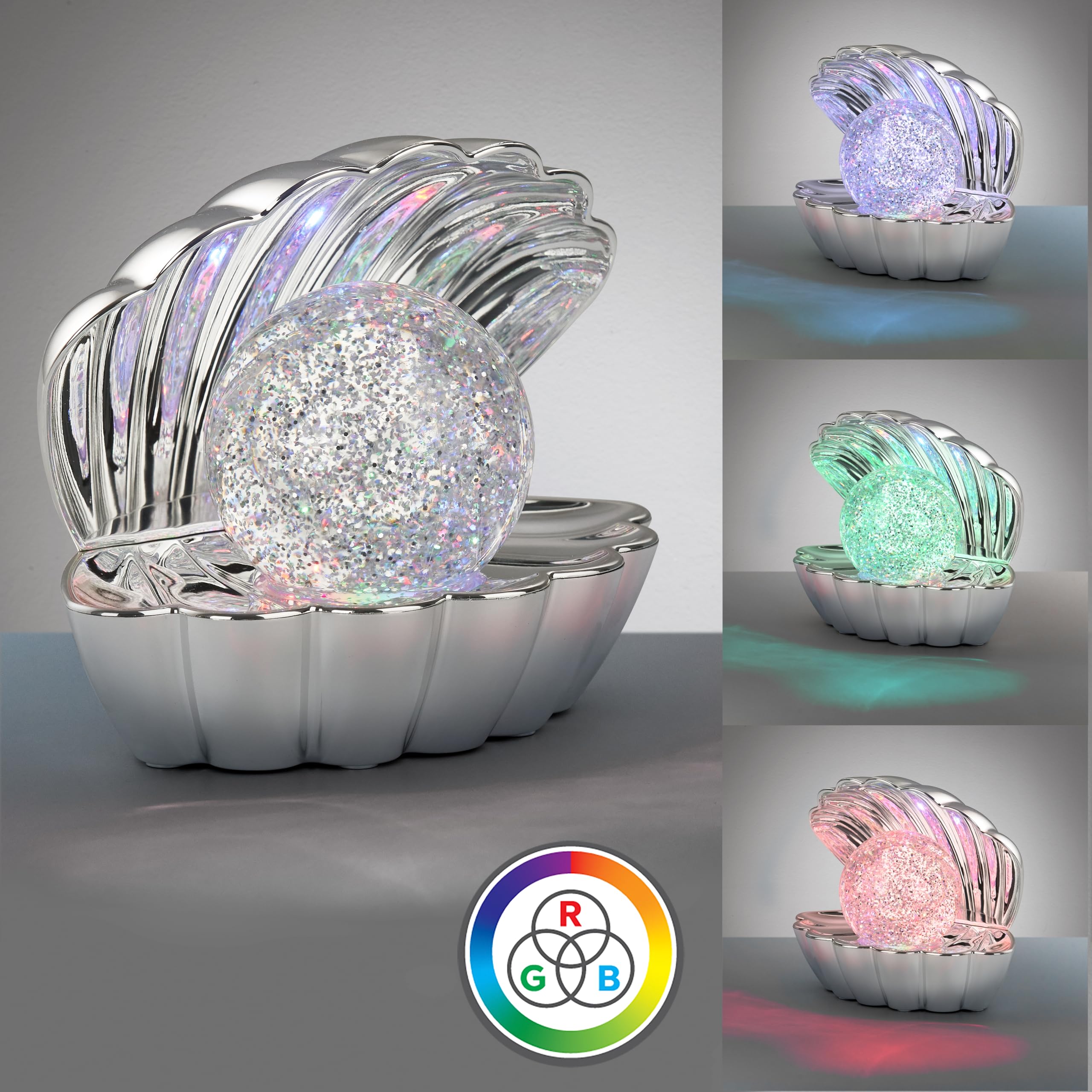 Reality Leuchten Tischleuchte Shelly R57731106, Kunststoff Chrom, 0.8 Watt LED, Farbwechsel