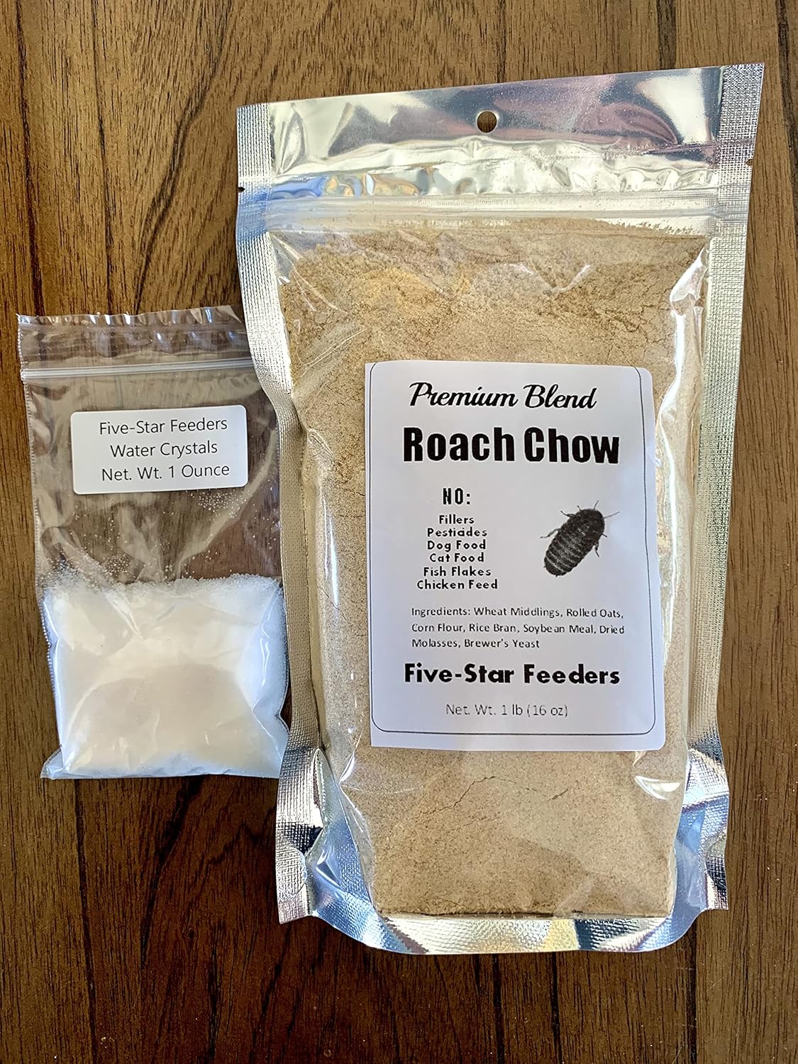 Premium Roach/Cricket Chow and Water Crystal Combos by Five-Star Feeders (5 lb. Roach Chow and 4 oz. Water Crystals)