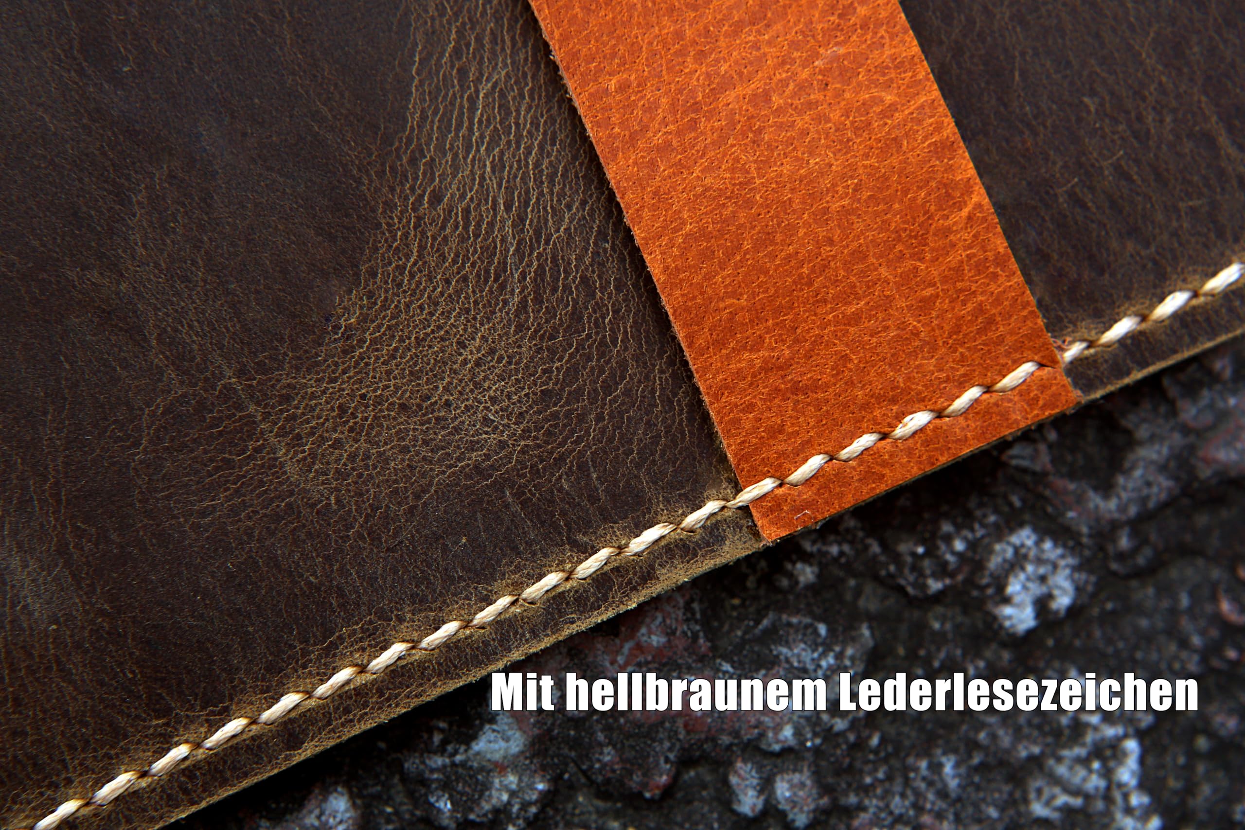 Handgenähte A4+ Notizbuchhülle aus Full Grain „Crazy Horse“ Leder – passend für Leuchtturm1917 Master Classic & Master Slim – schlanke Schreibmappe/Leder Cover A4+, personalisierbar