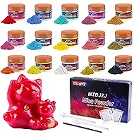 MTBJZJ Mica Powder for Resin, 15 Colors - 20g/Bottle of Epoxy Resin Color Pigment,for Candle Dye, Lip Gloss Pigment, Soap Making, Slime Colorant, Paint, Bath Bombs,Nail Polish and Eye Shadow