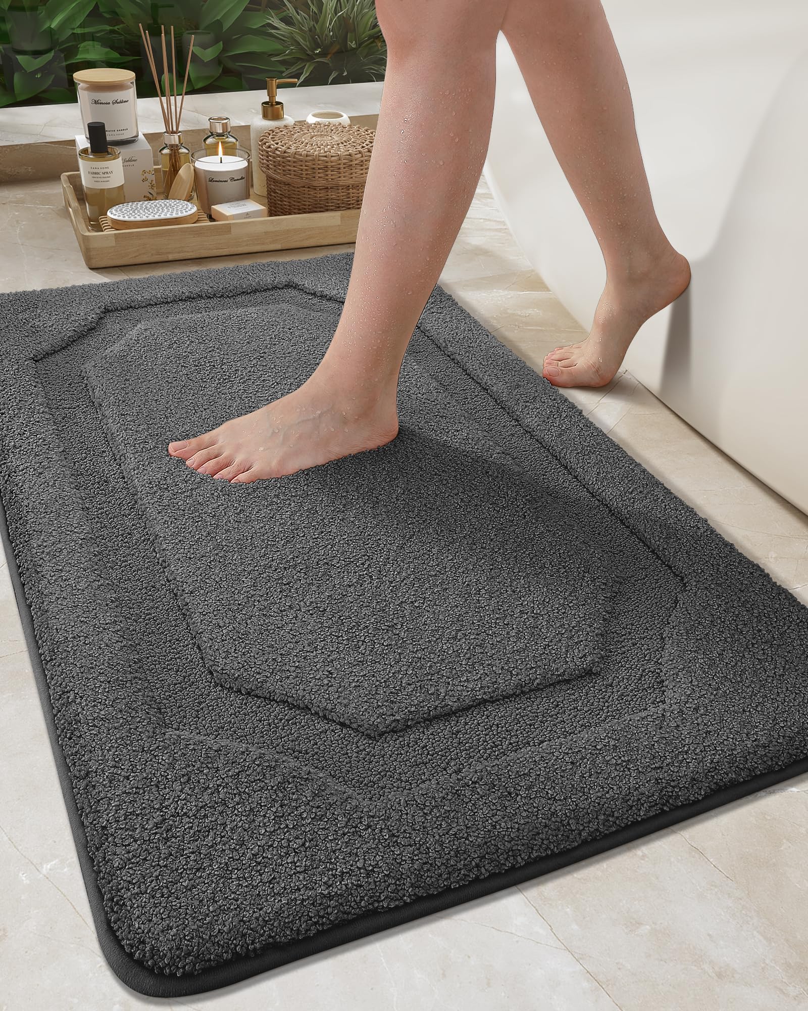 Amazon.com: Color&Geometry Long Bathroom Rugs Non Slip Washable, 24"x43 ...